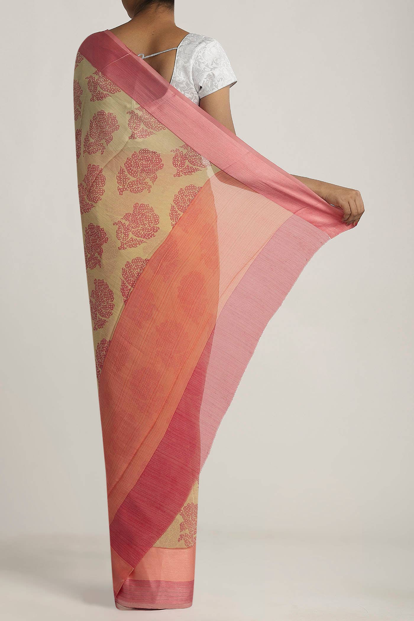 Beige Mysore Chiffon Saree