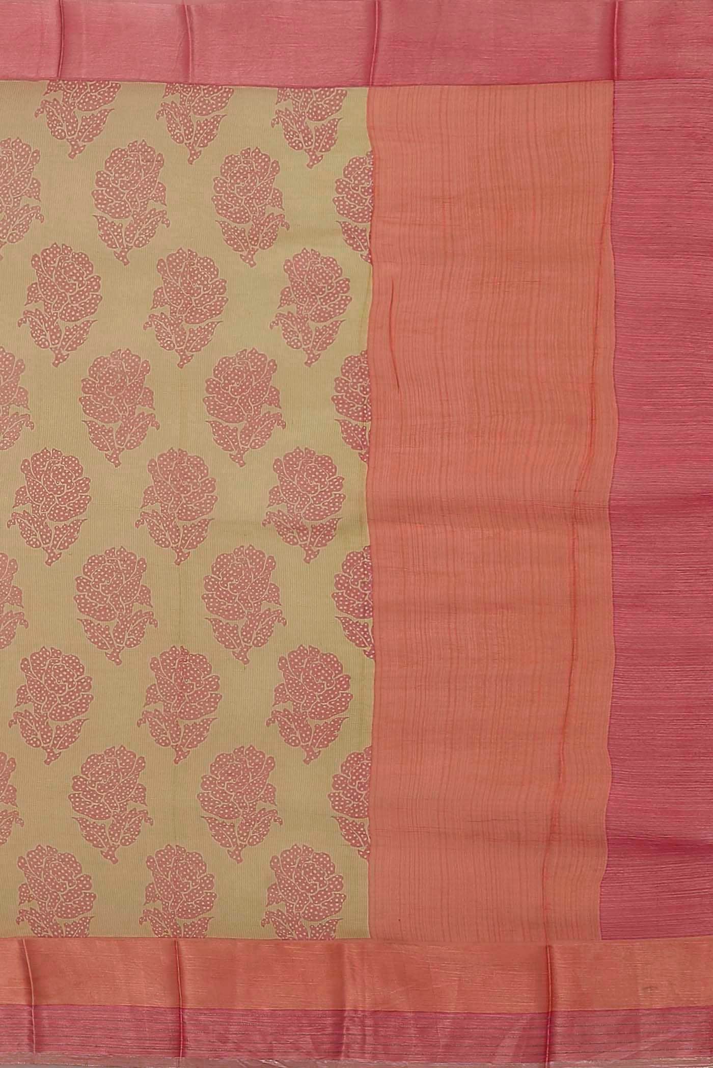 Beige Mysore Chiffon Saree