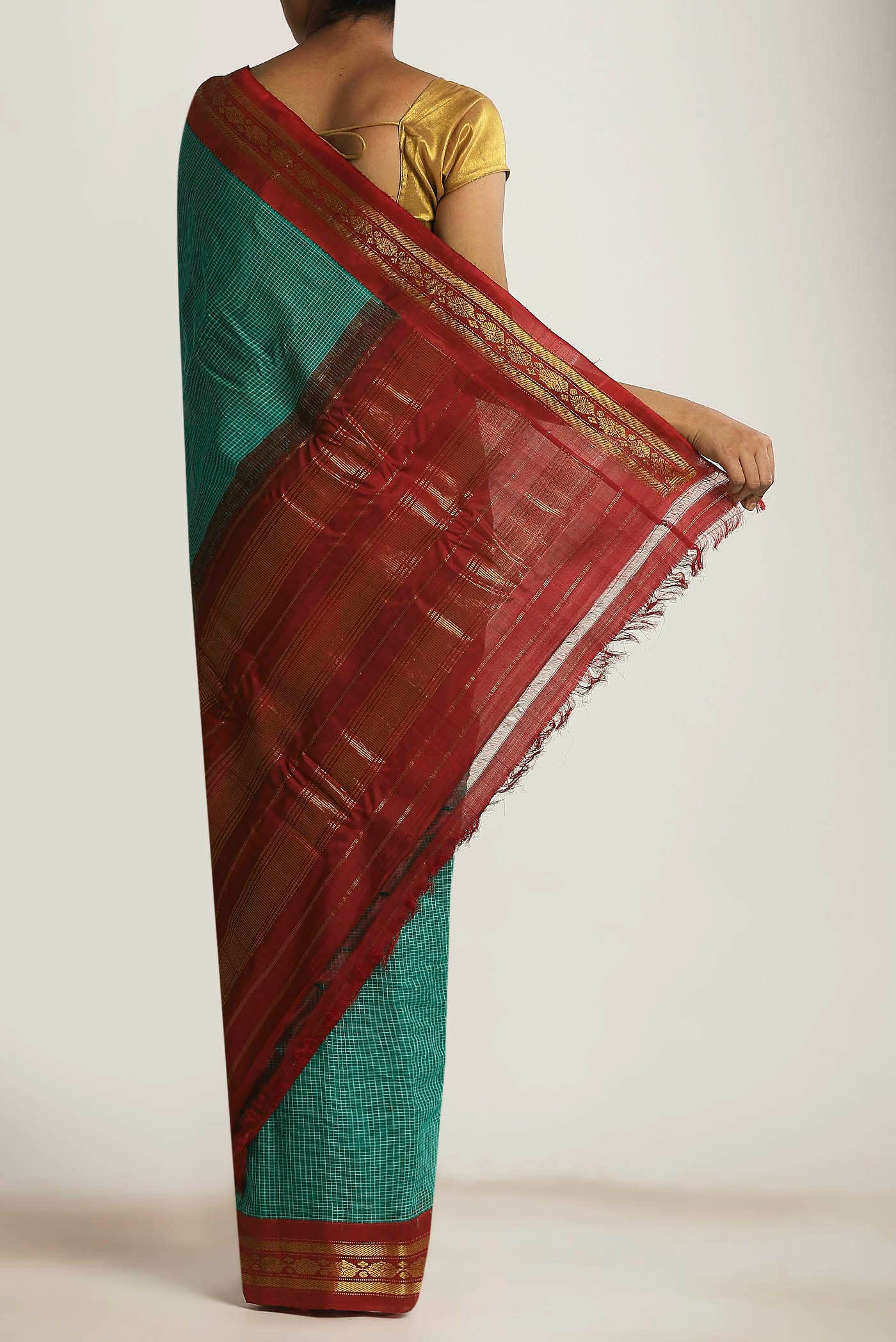 Green Gadwal cotton Saree