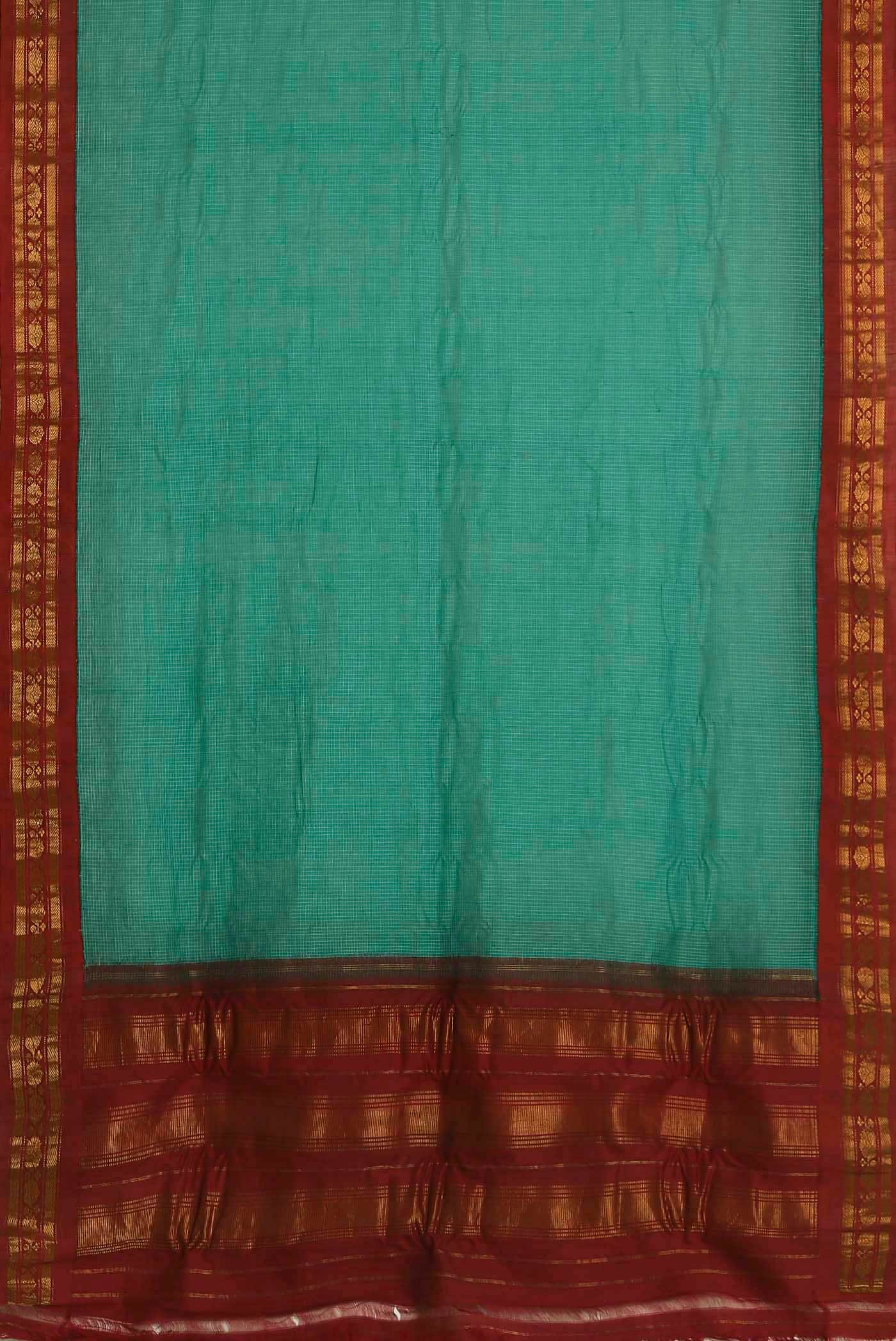 Green Gadwal cotton Saree