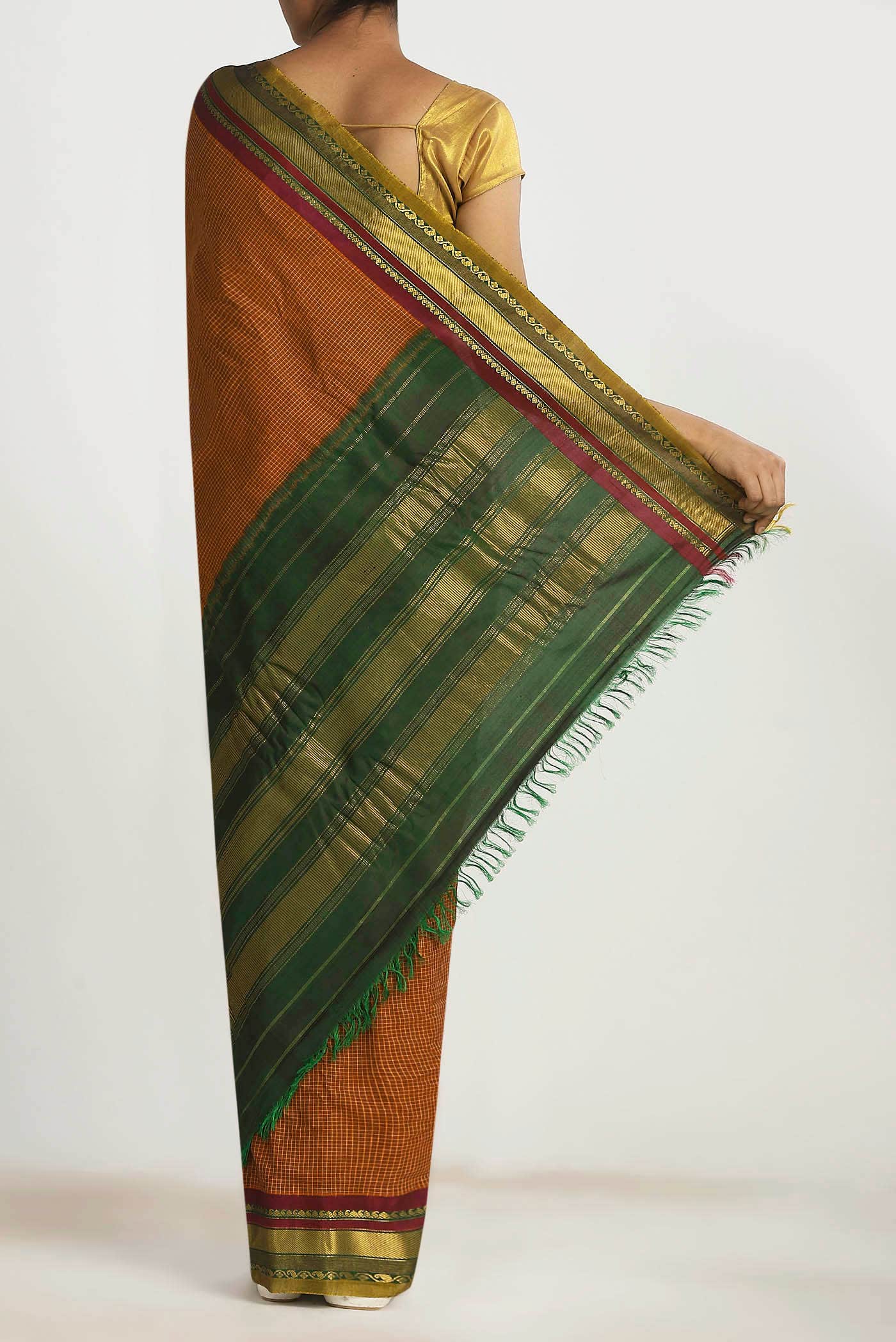 Rust Gadwal cotton Saree
