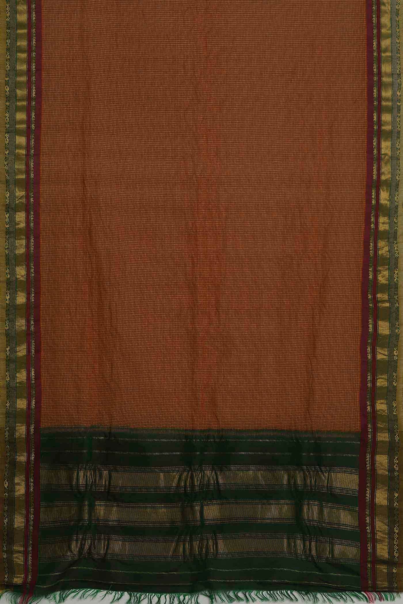 Rust Gadwal cotton Saree