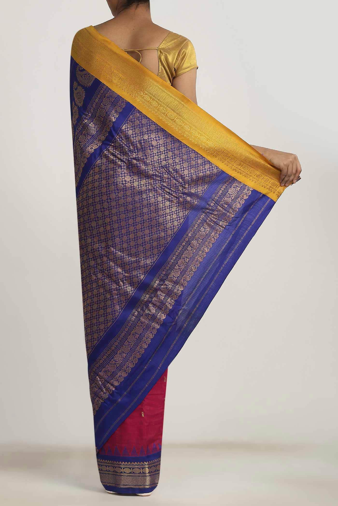 Dark Pink Gadwal Silk Cotton Saree