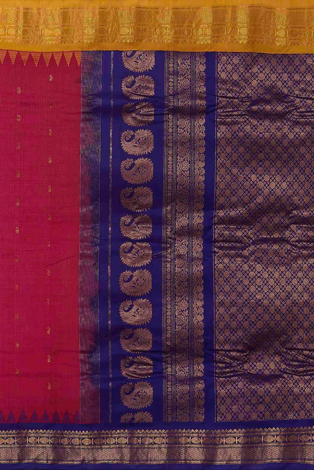 Dark Pink Gadwal Silk Cotton Saree