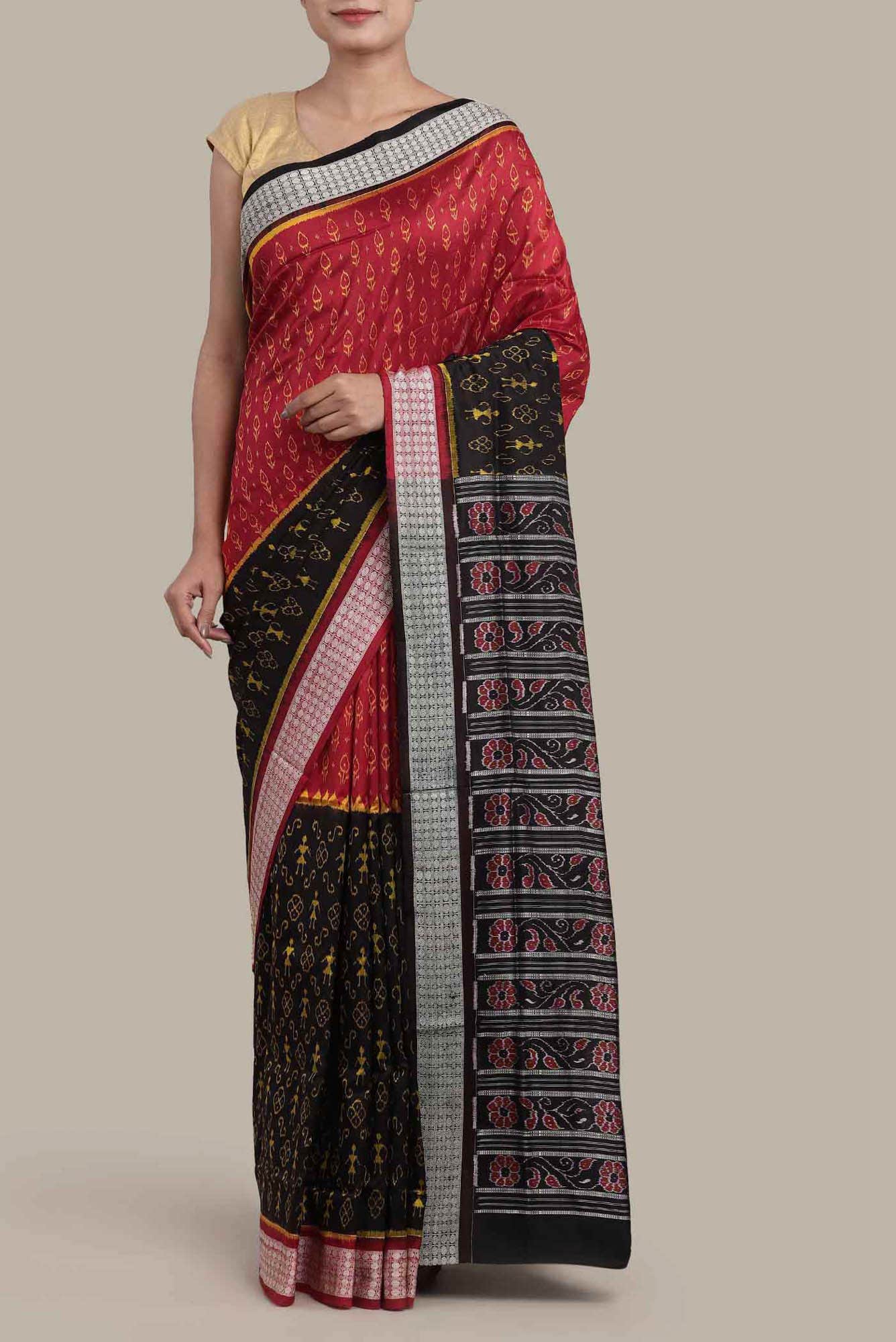 Red Orissa Silk Saree
