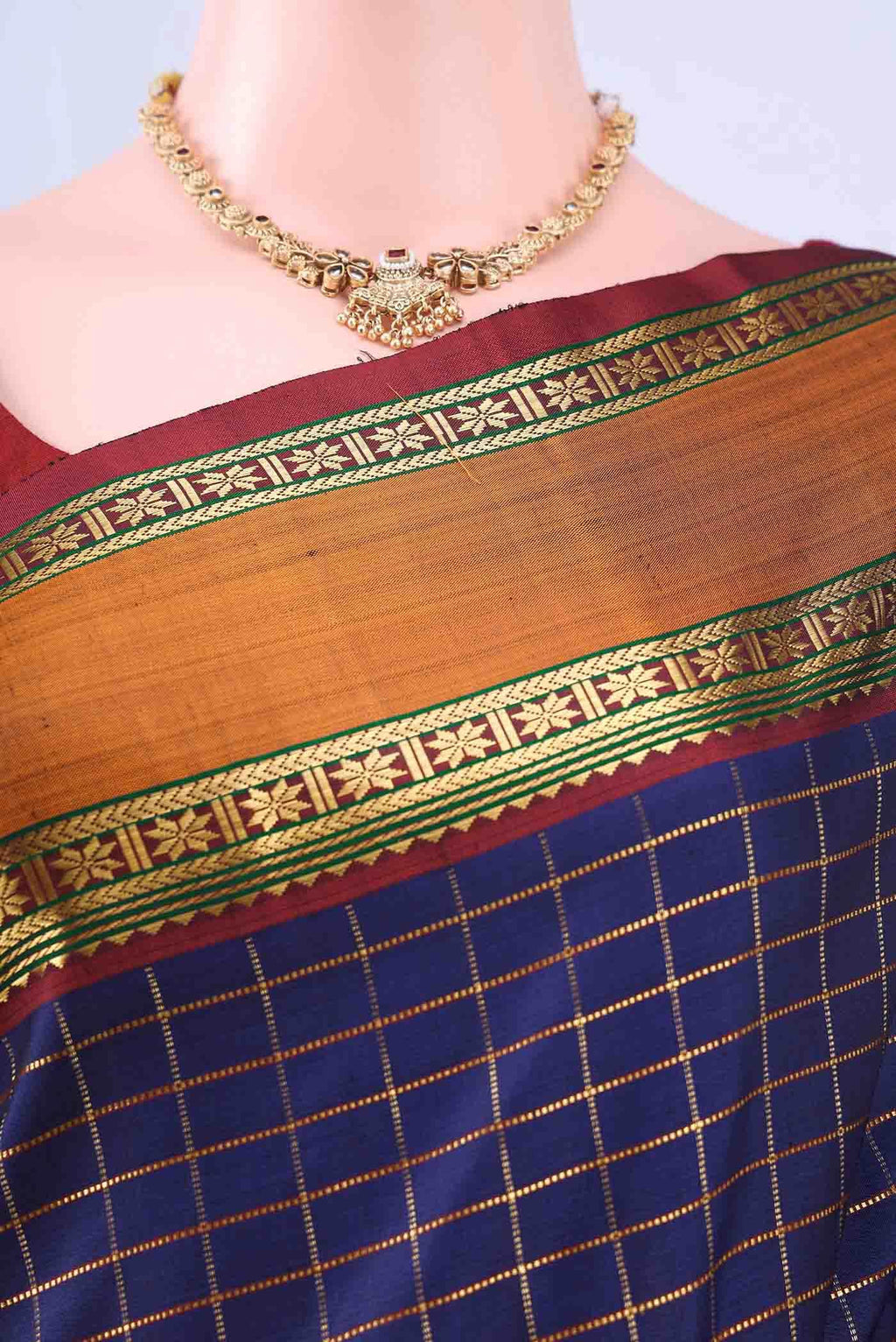 Navy Blue Kanchipuram Silk Saree