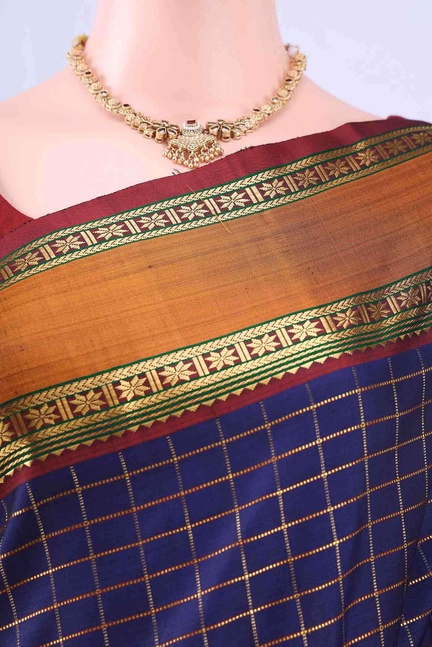 Navy Blue Kanchipuram Silk Saree