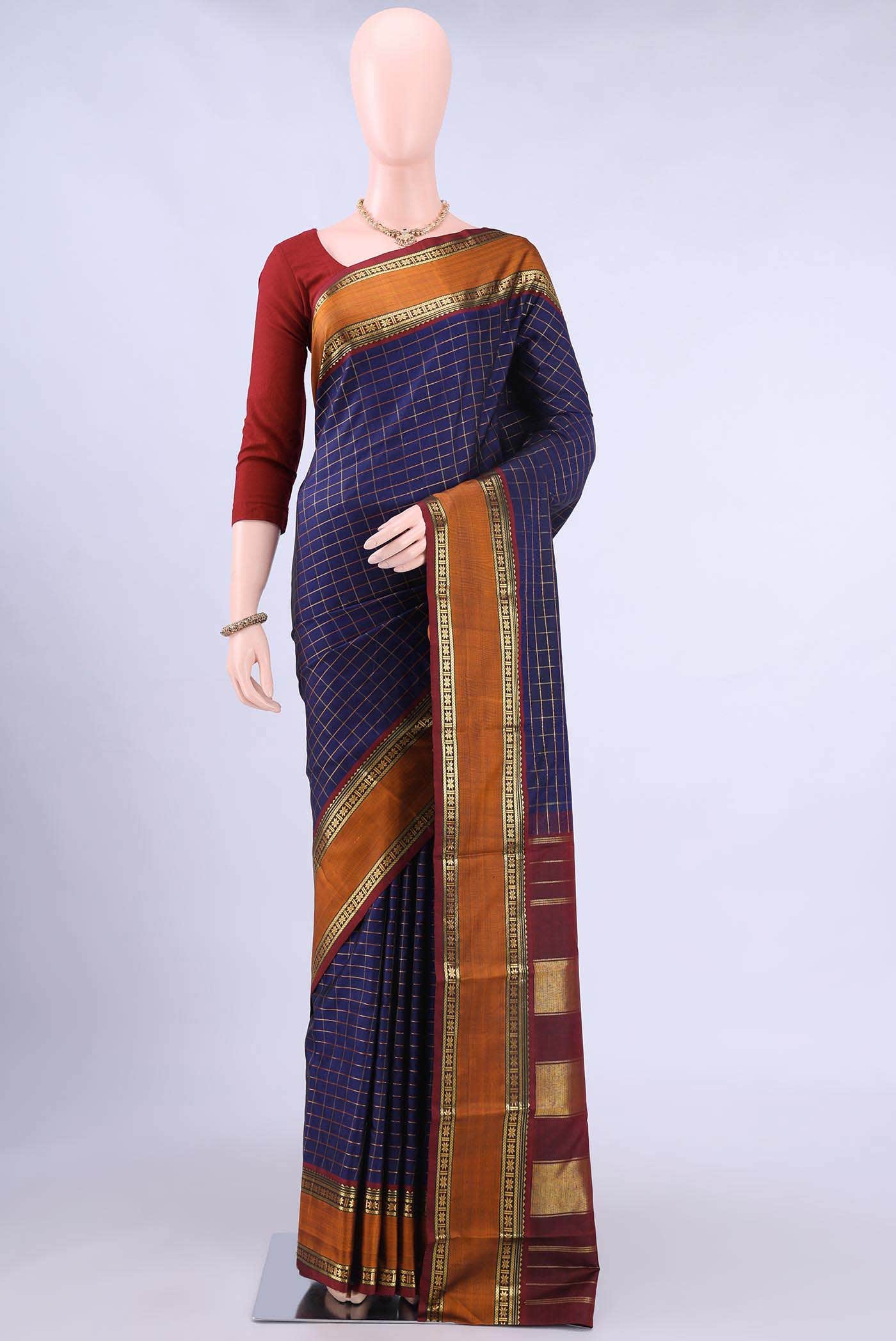 Navy Blue Kanchipuram Silk Saree