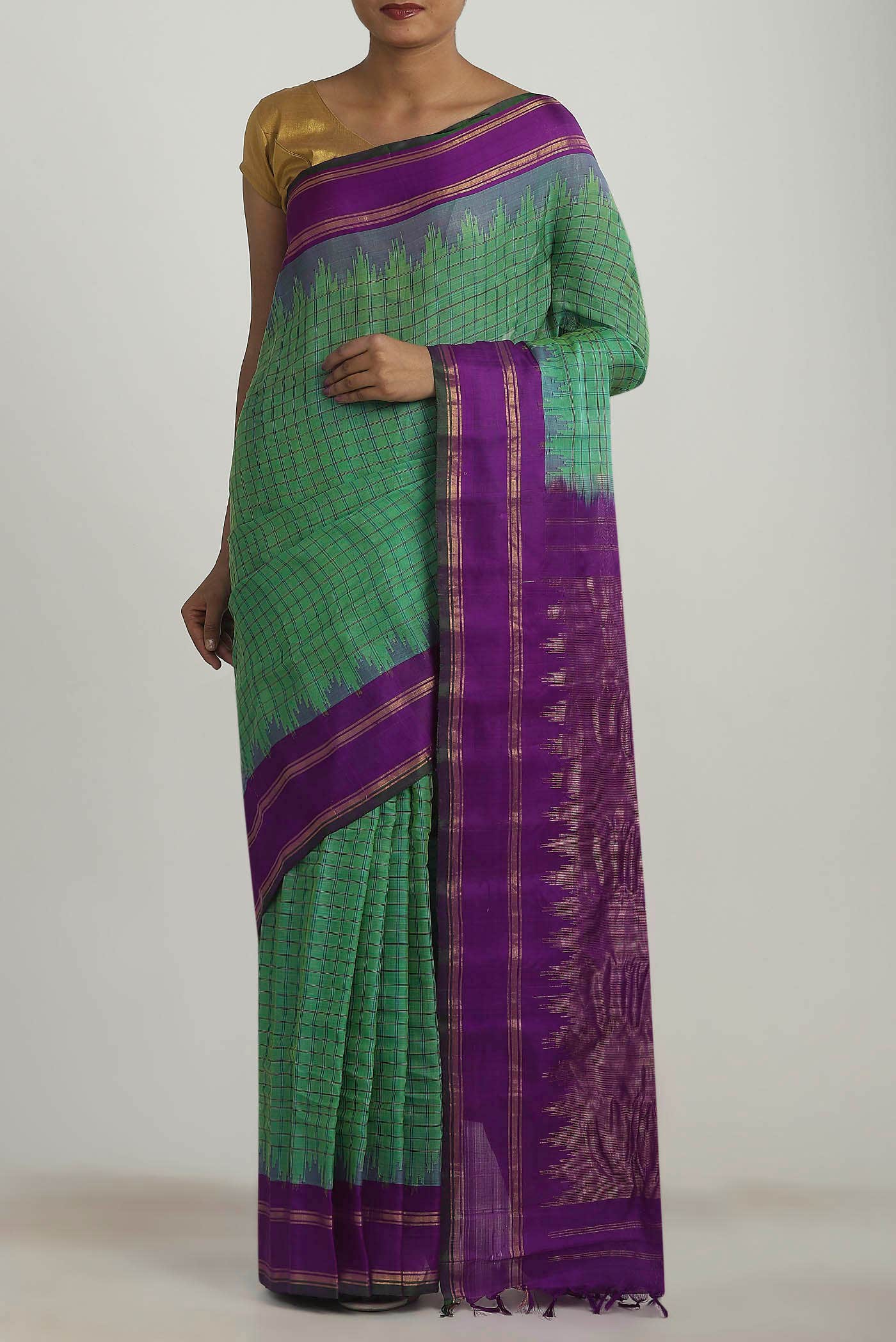 Green Gadwal Silk Cotton Saree