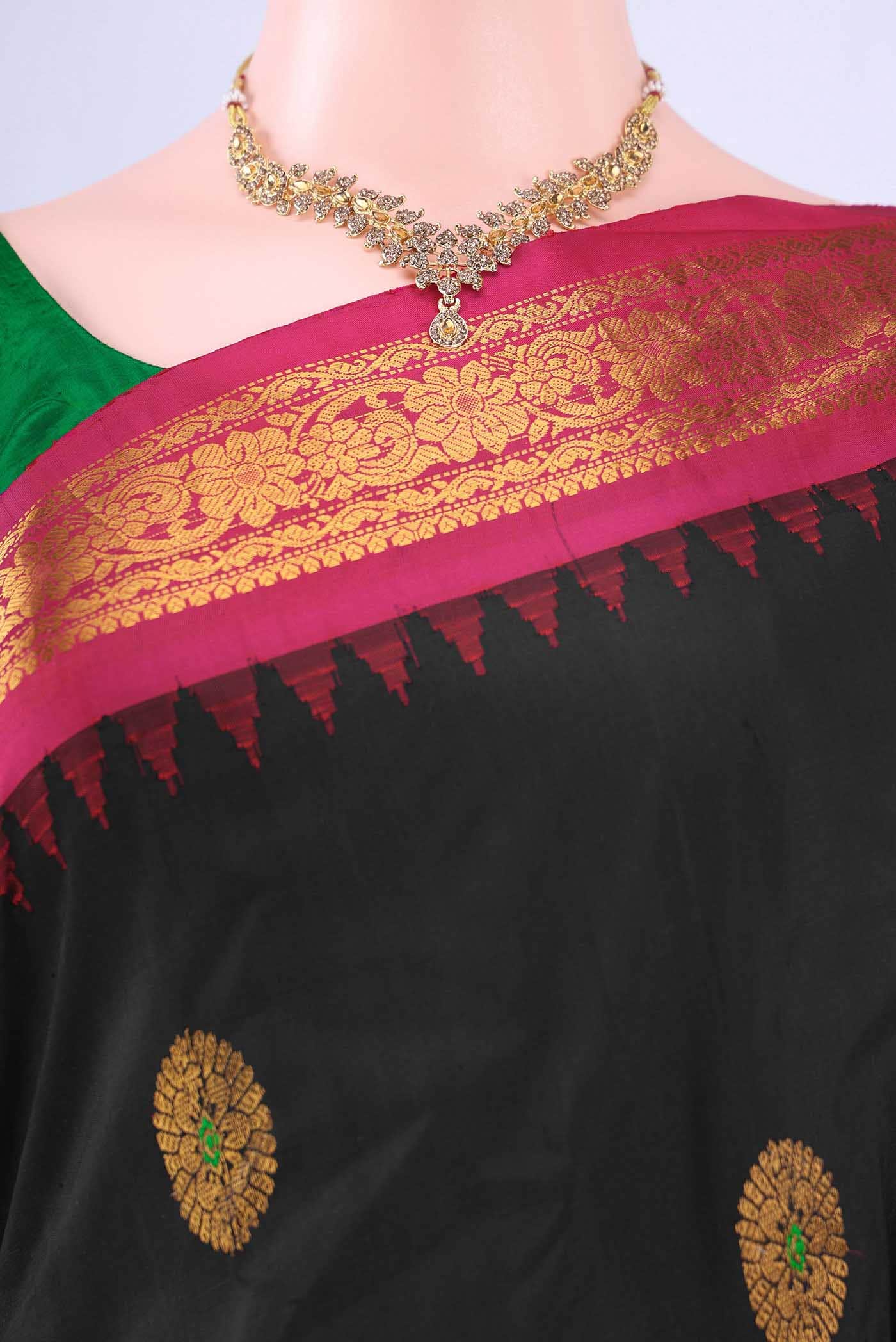 Black Gadwal Silk Saree