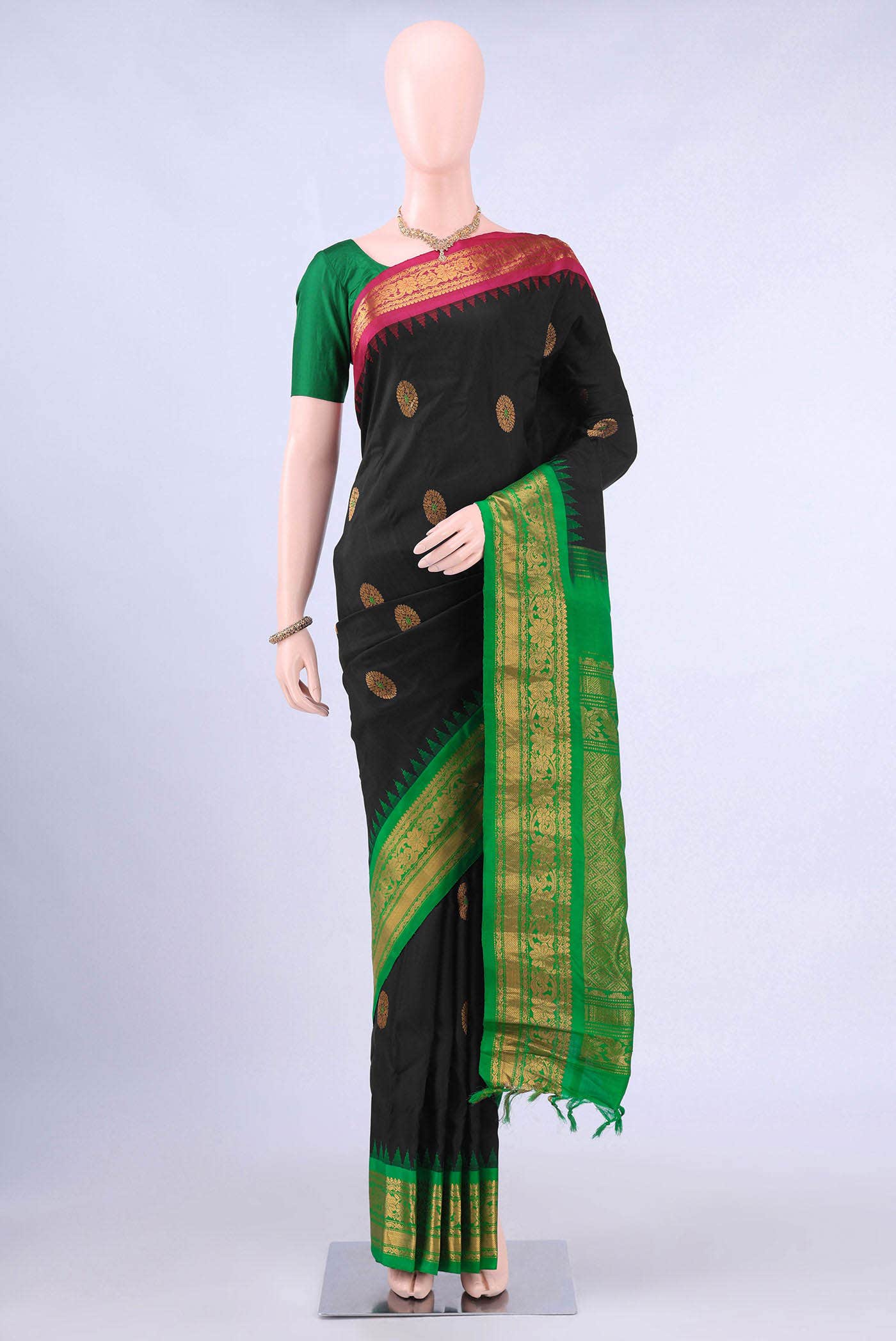 Black Gadwal Silk Saree