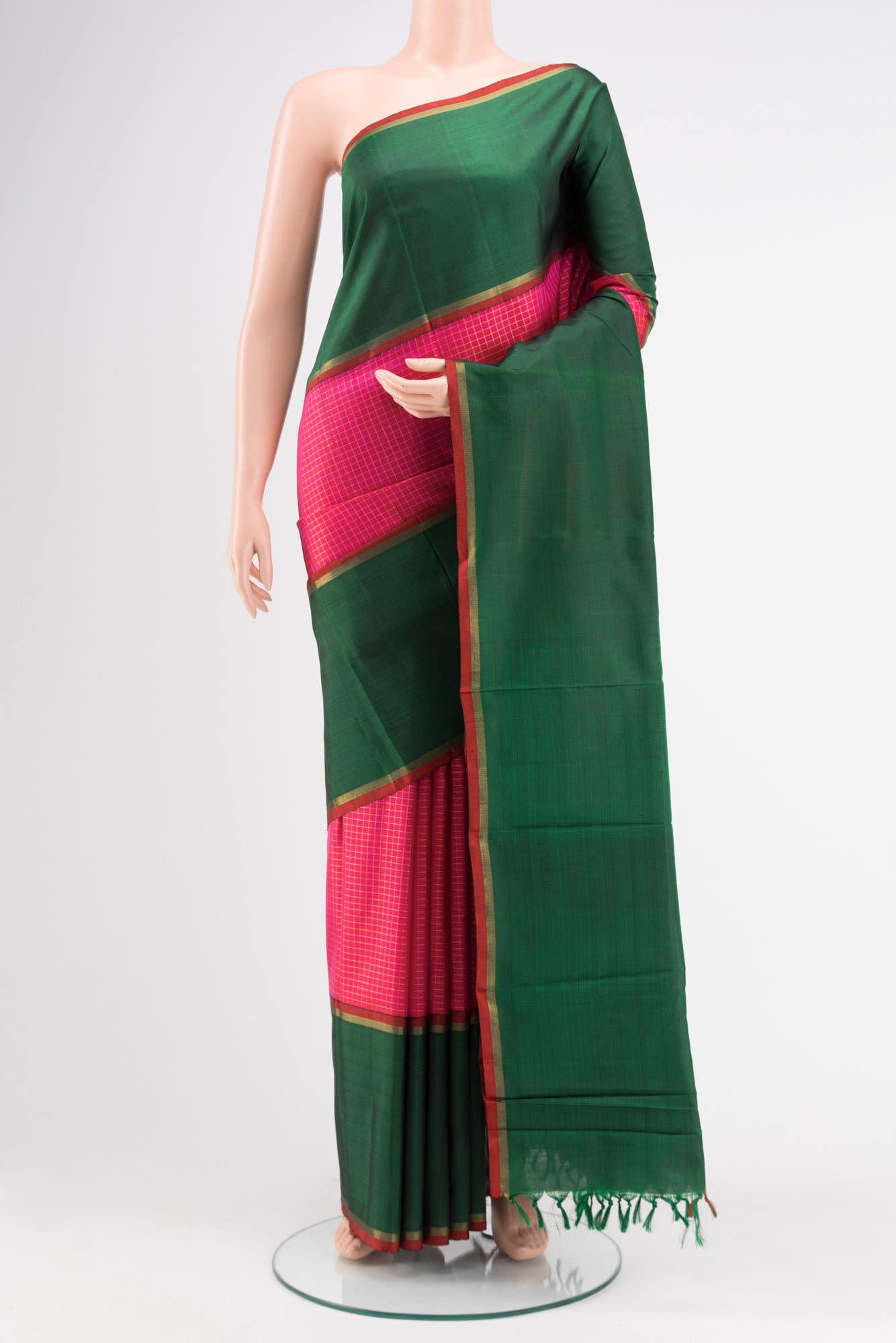 Pure Silk Pure Zari Pink Kanchipuram Saree