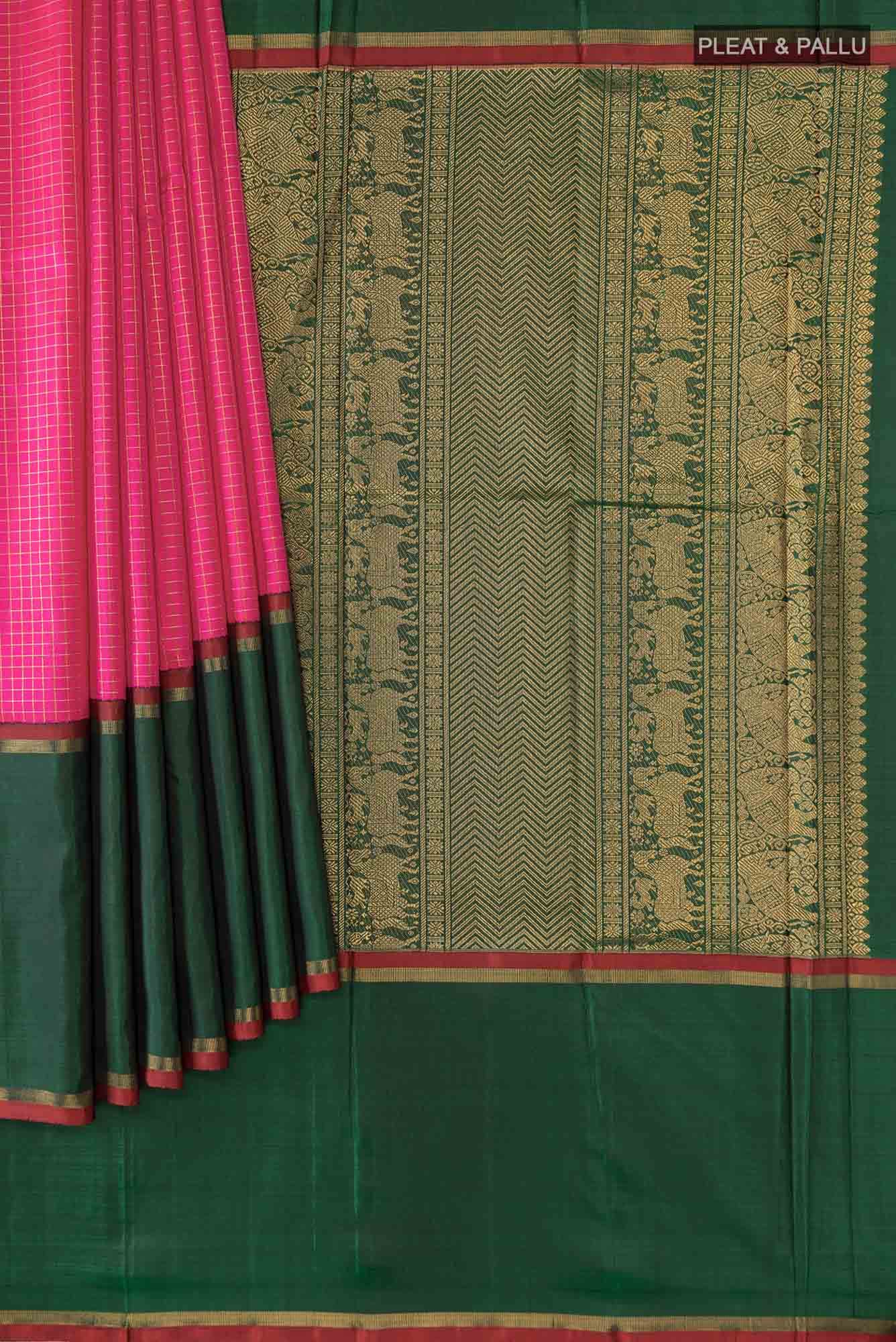 Pure Silk Pure Zari Pink Kanchipuram Saree