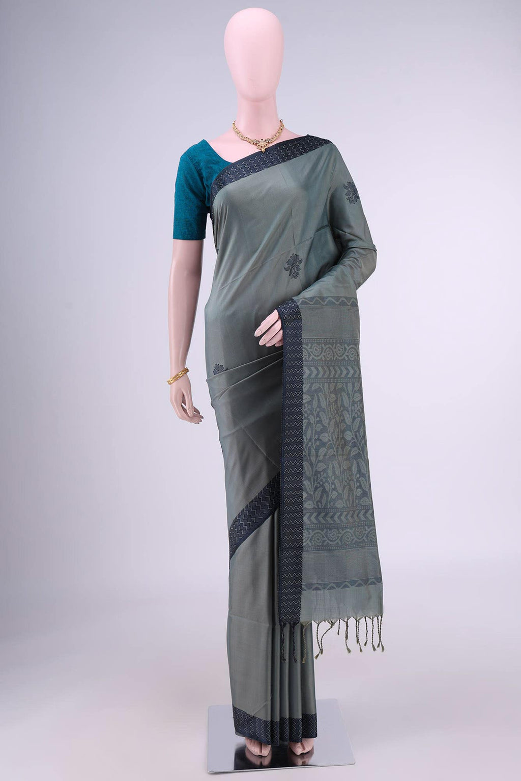 Davys Grey Kanchipuram Saree