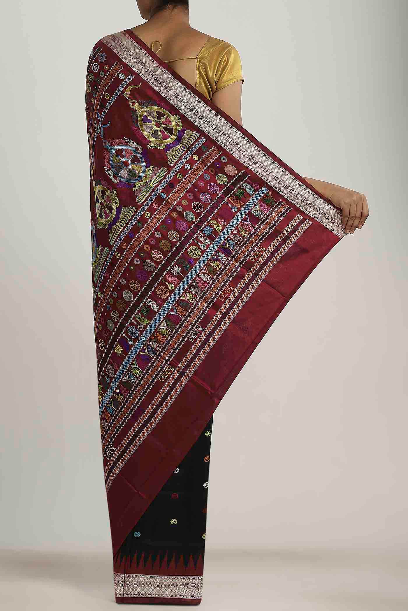 Black Orissa Silk Saree
