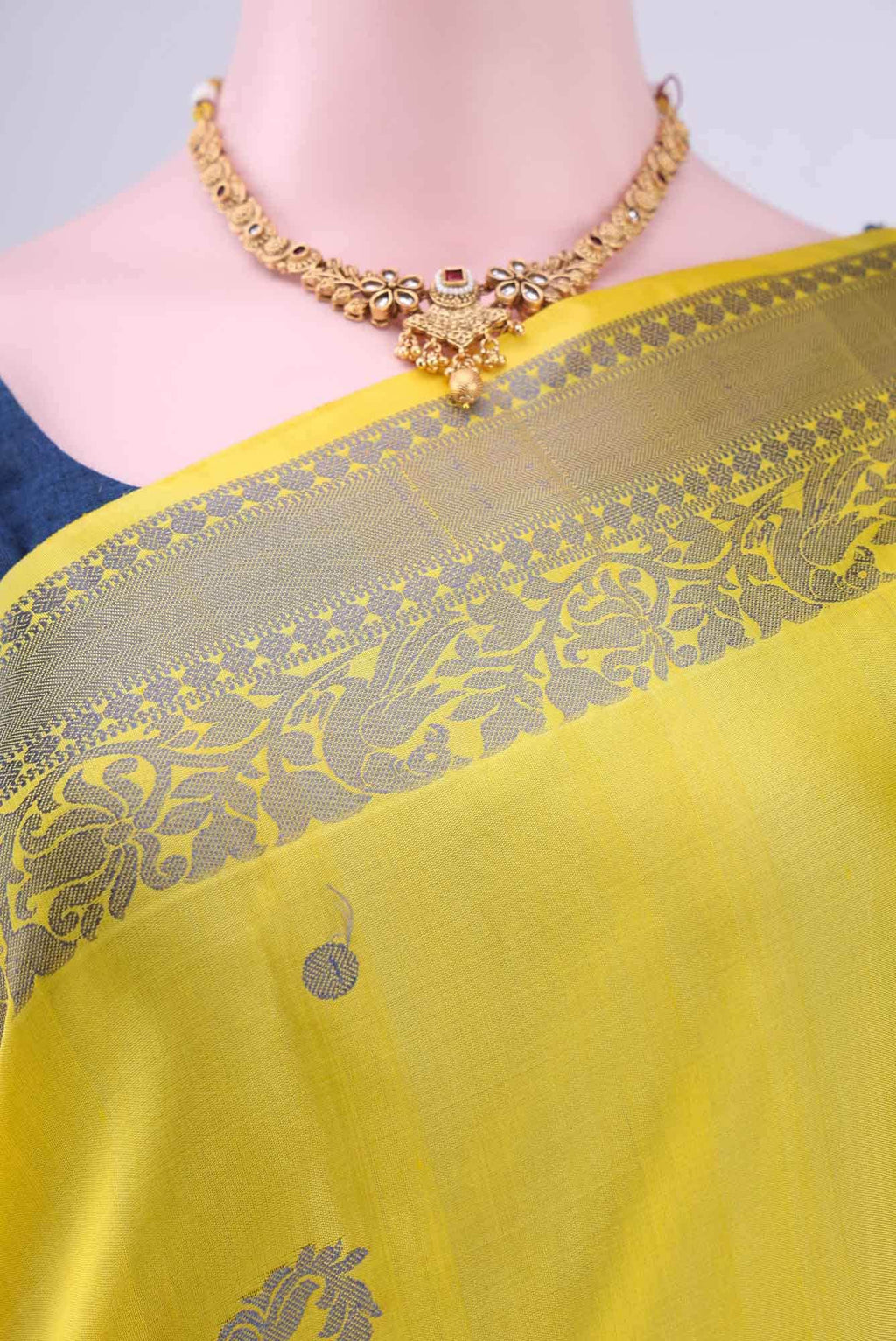 Lemon Yellow Kanchipuram Saree