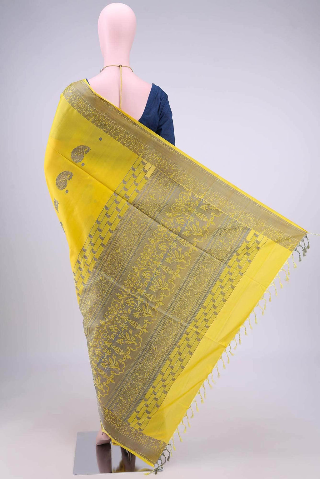 Lemon Yellow Kanchipuram Saree