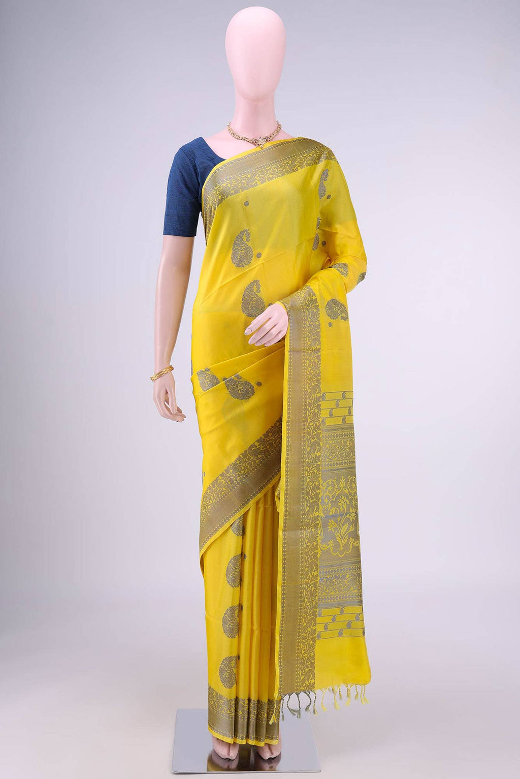 Lemon Yellow Kanchipuram Saree