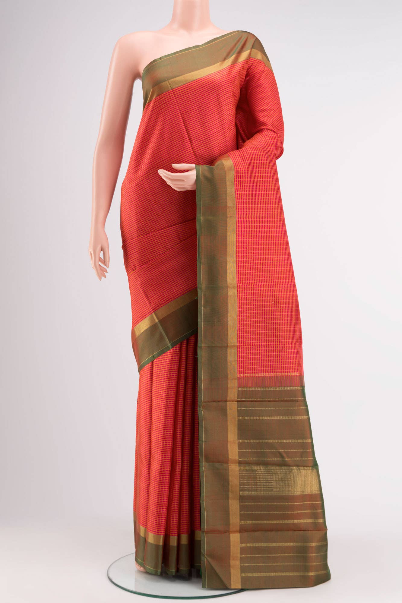 Pink Dual Tone Kanchipuram Silk Saree