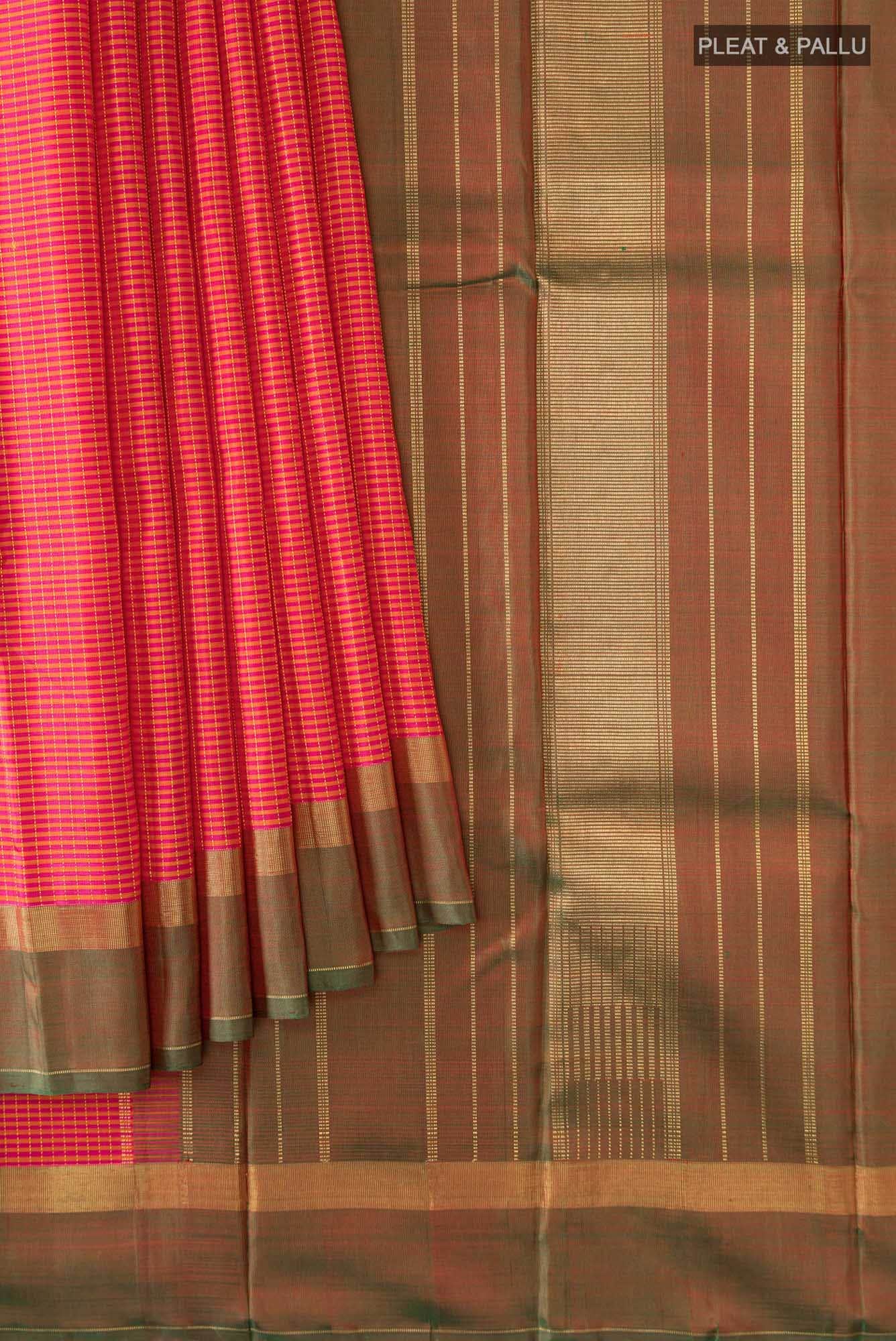 Pink Dual Tone Kanchipuram Silk Saree