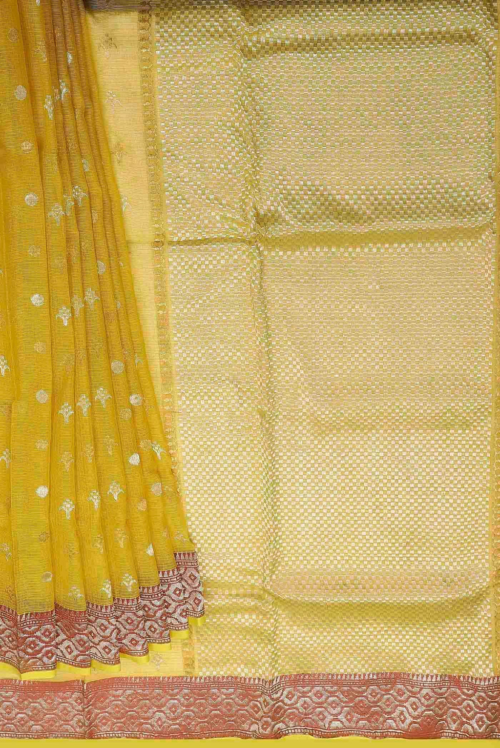 Yellow Kota Silk Saree