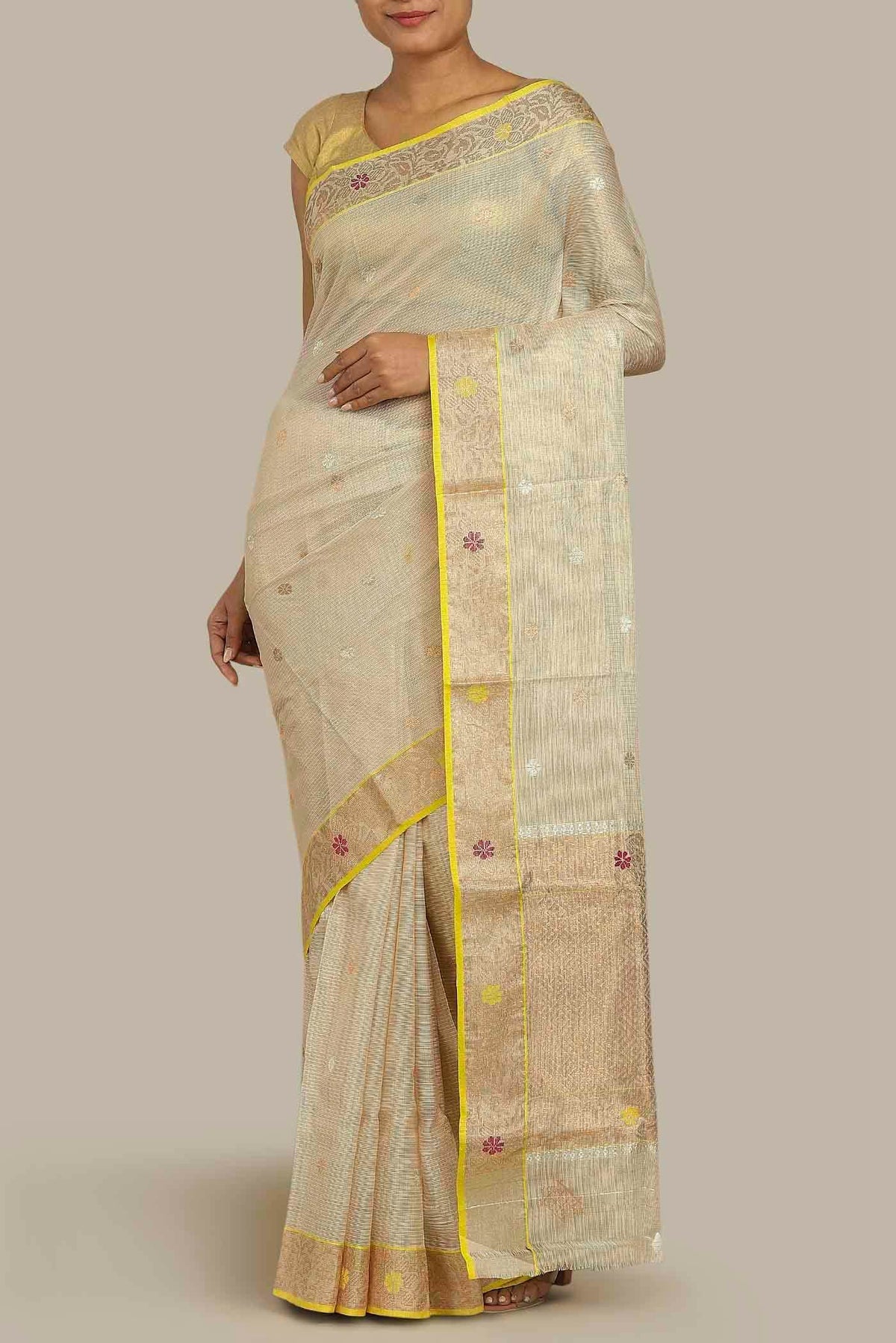 Beige Kota Silk Saree