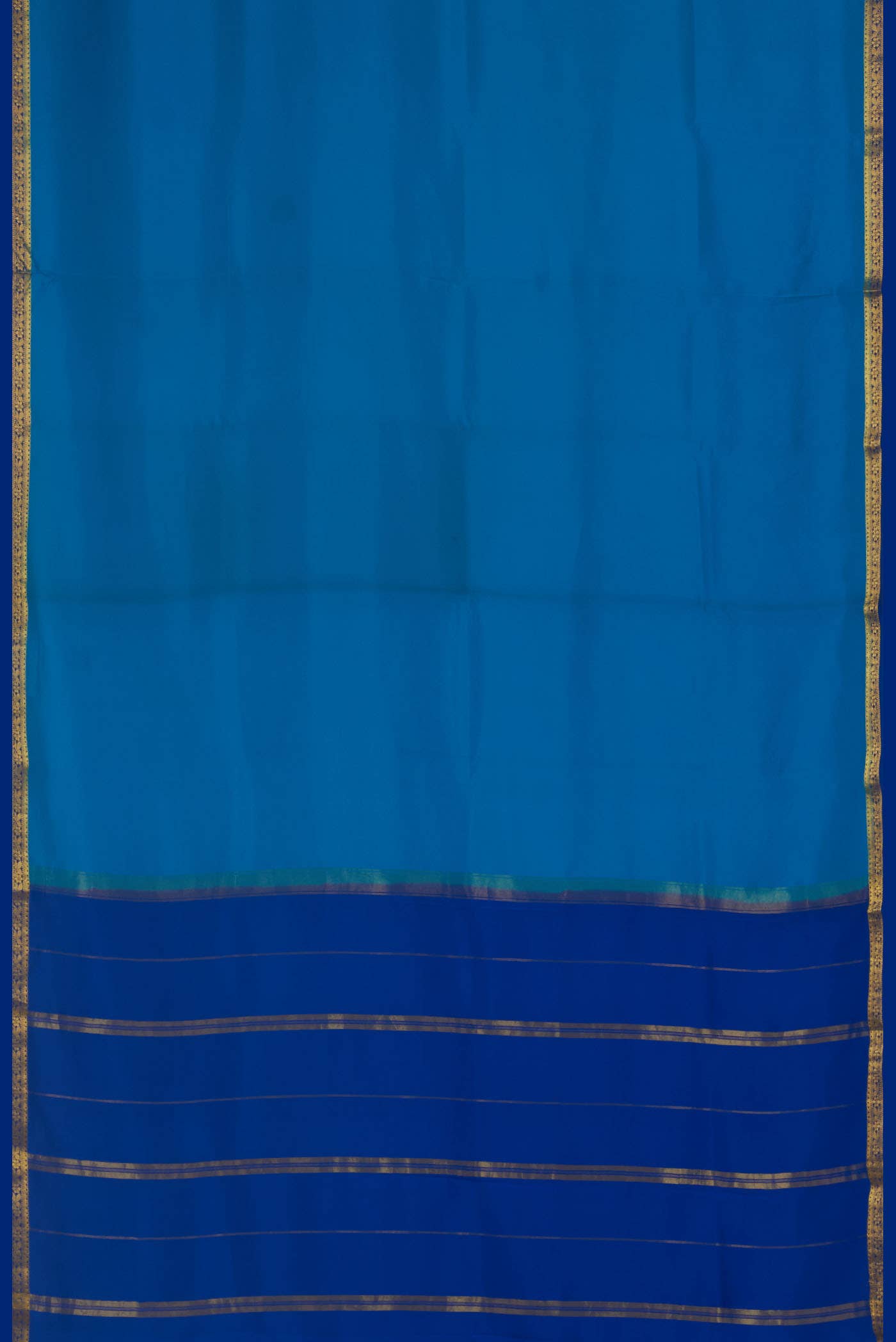 Pure Silk Pure Zari Blue Mysore Crepe Saree