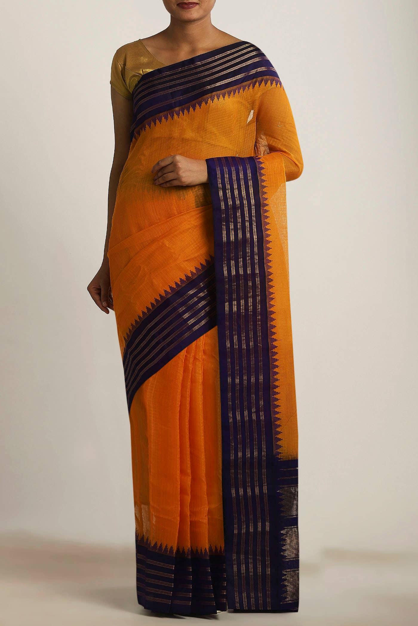 Orange Gadwal cotton Saree