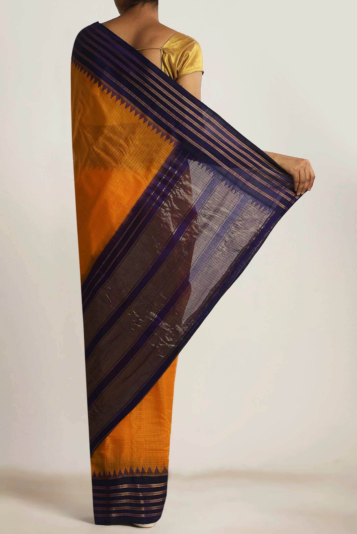 Orange Gadwal cotton Saree
