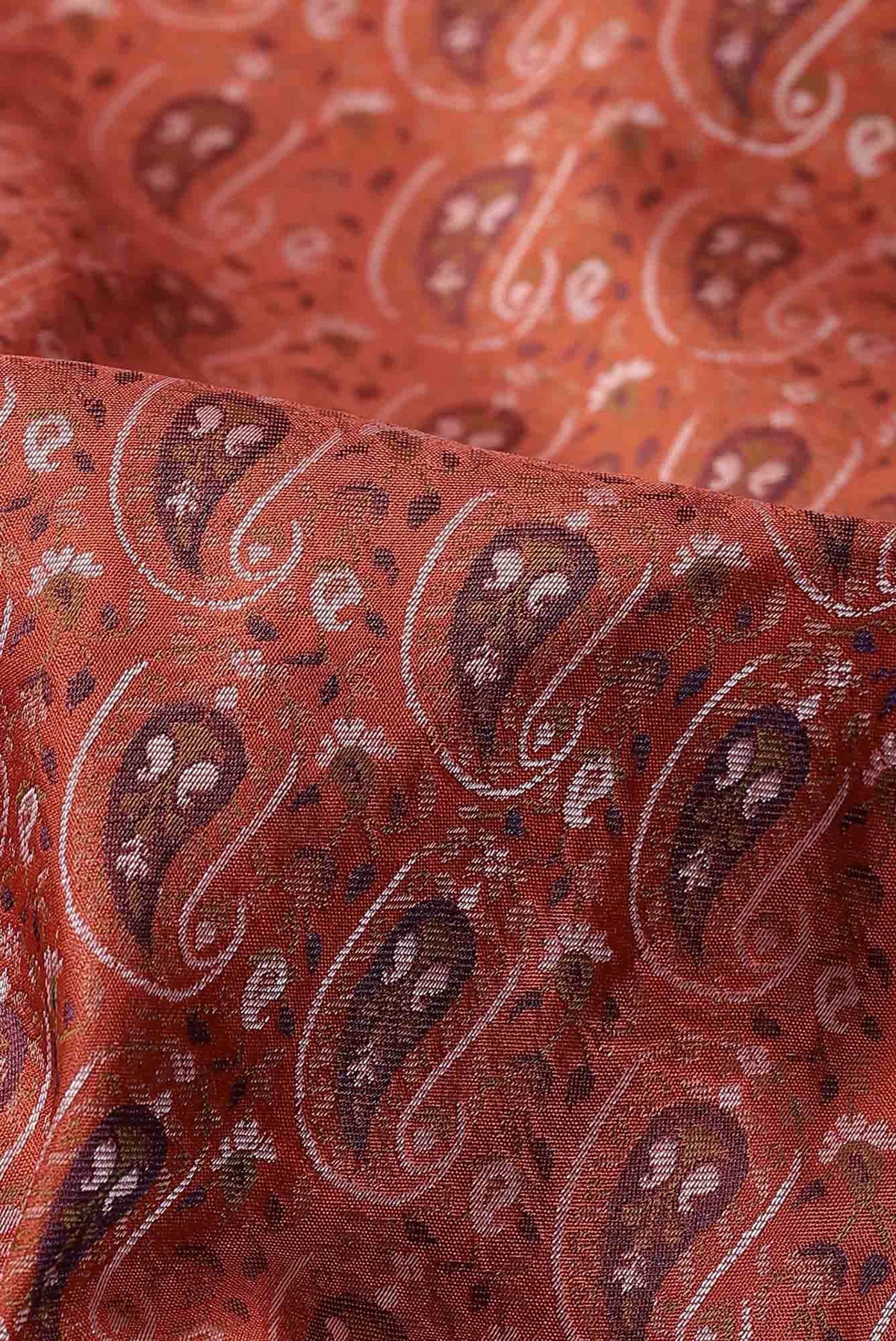 Rust Banarasi Tanchoi Silk Saree