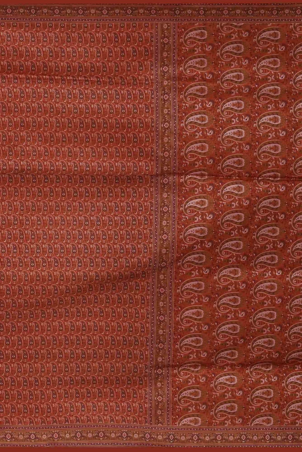 Rust Banarasi Tanchoi Silk Saree