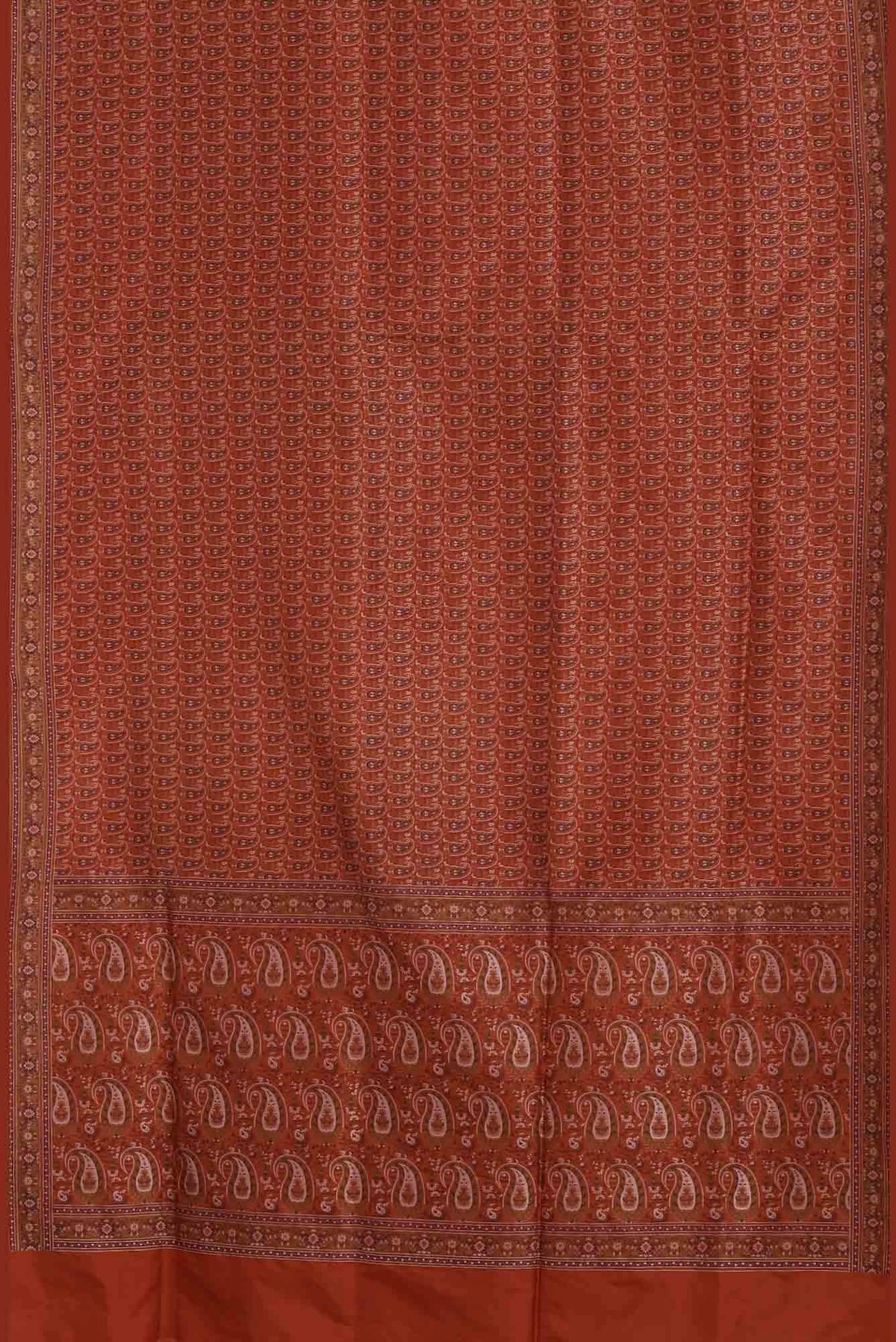 Rust Banarasi Tanchoi Silk Saree