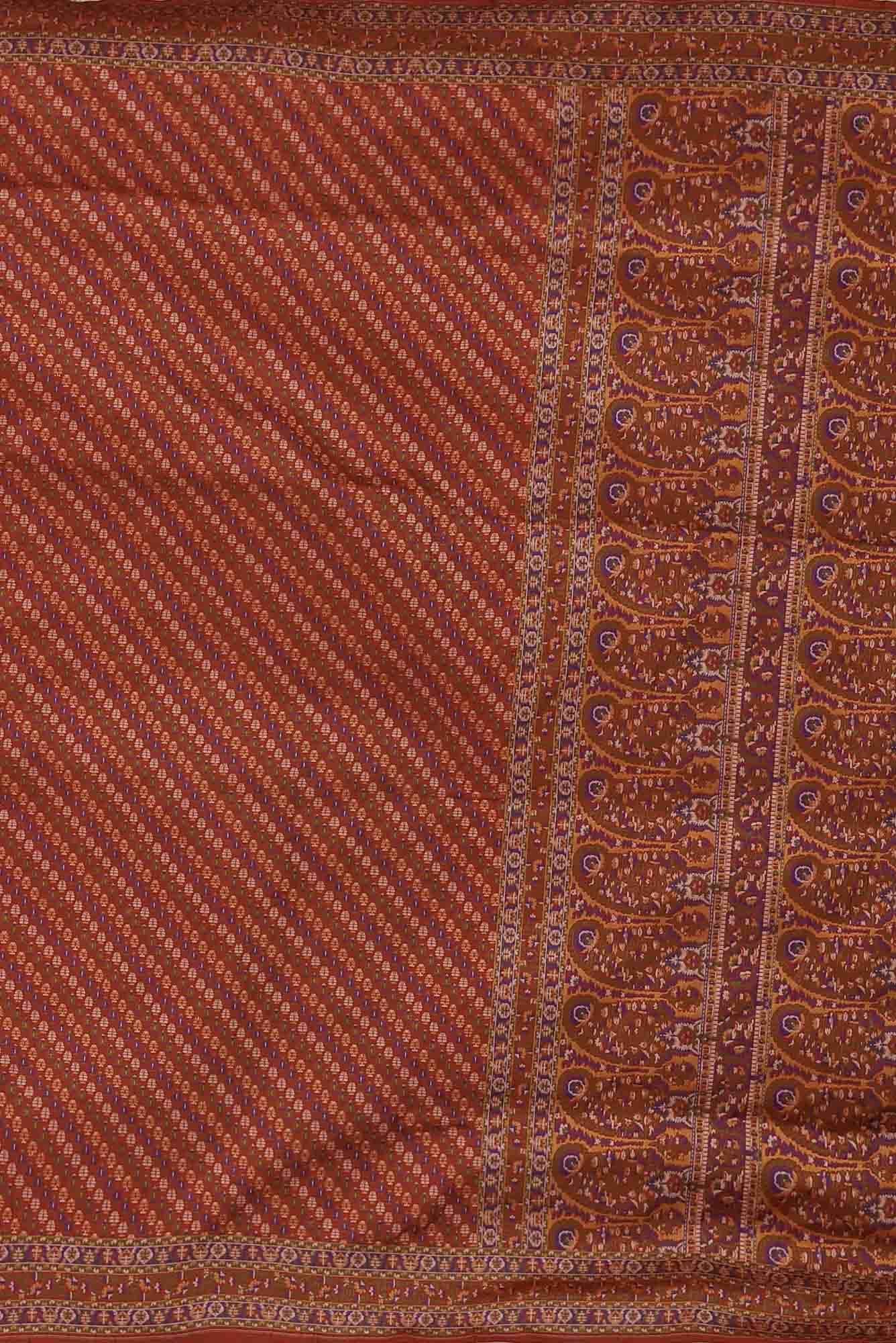 Orange Banarasi Tanchoi Silk Saree