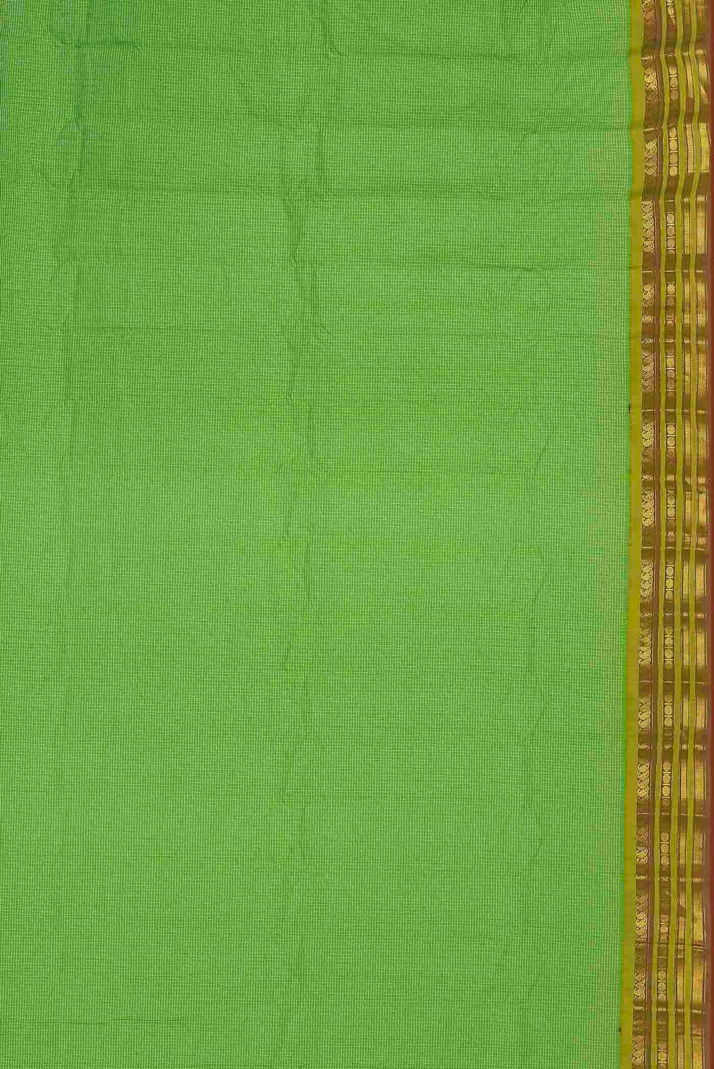 Parrot Green Gadwal cotton Saree