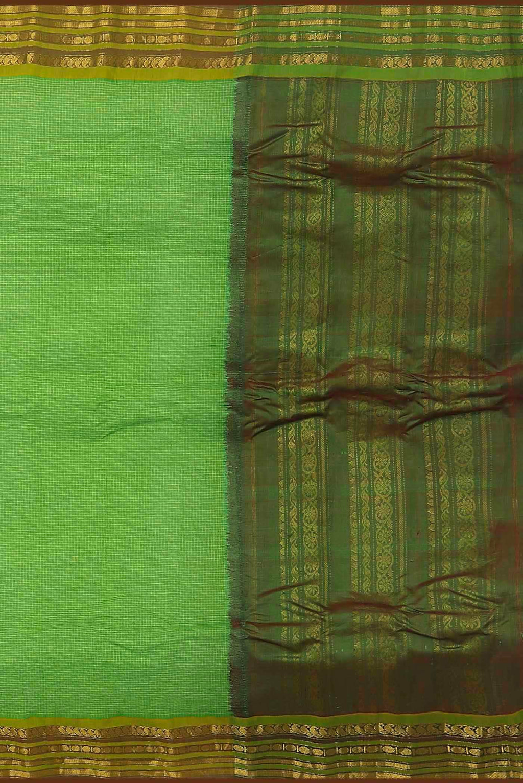 Parrot Green Gadwal cotton Saree