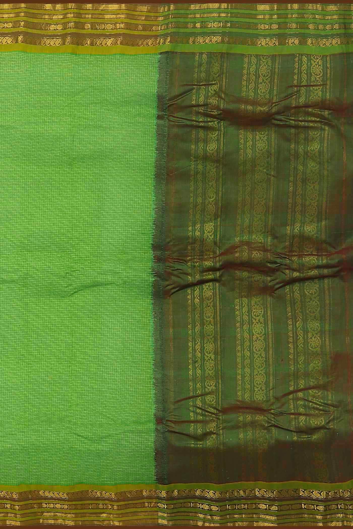 Parrot Green Gadwal cotton Saree