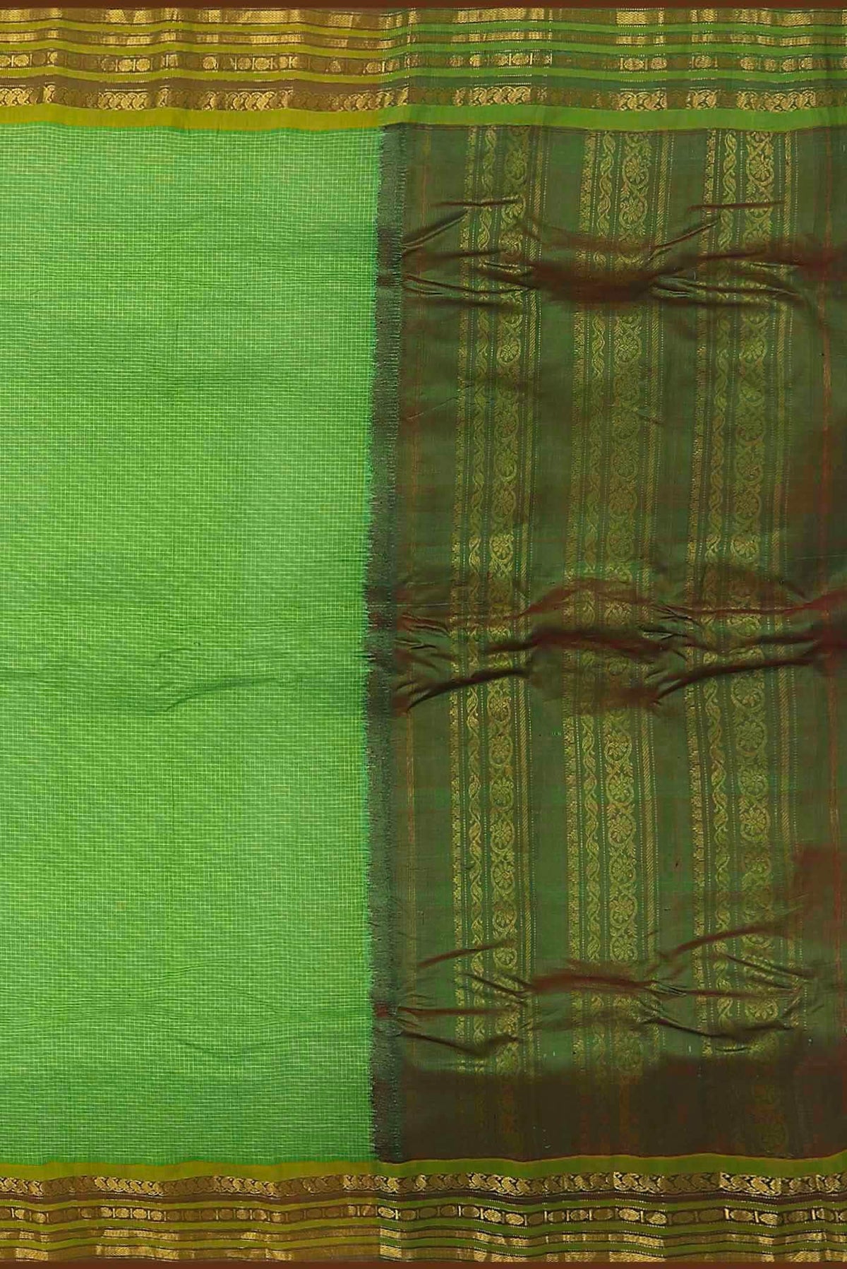 Parrot Green Gadwal cotton Saree