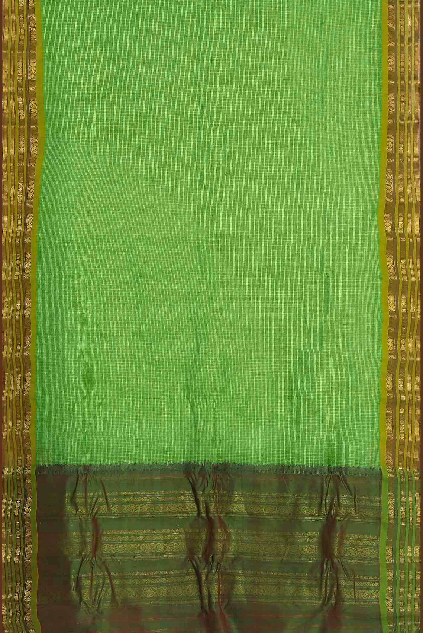 Parrot Green Gadwal cotton Saree