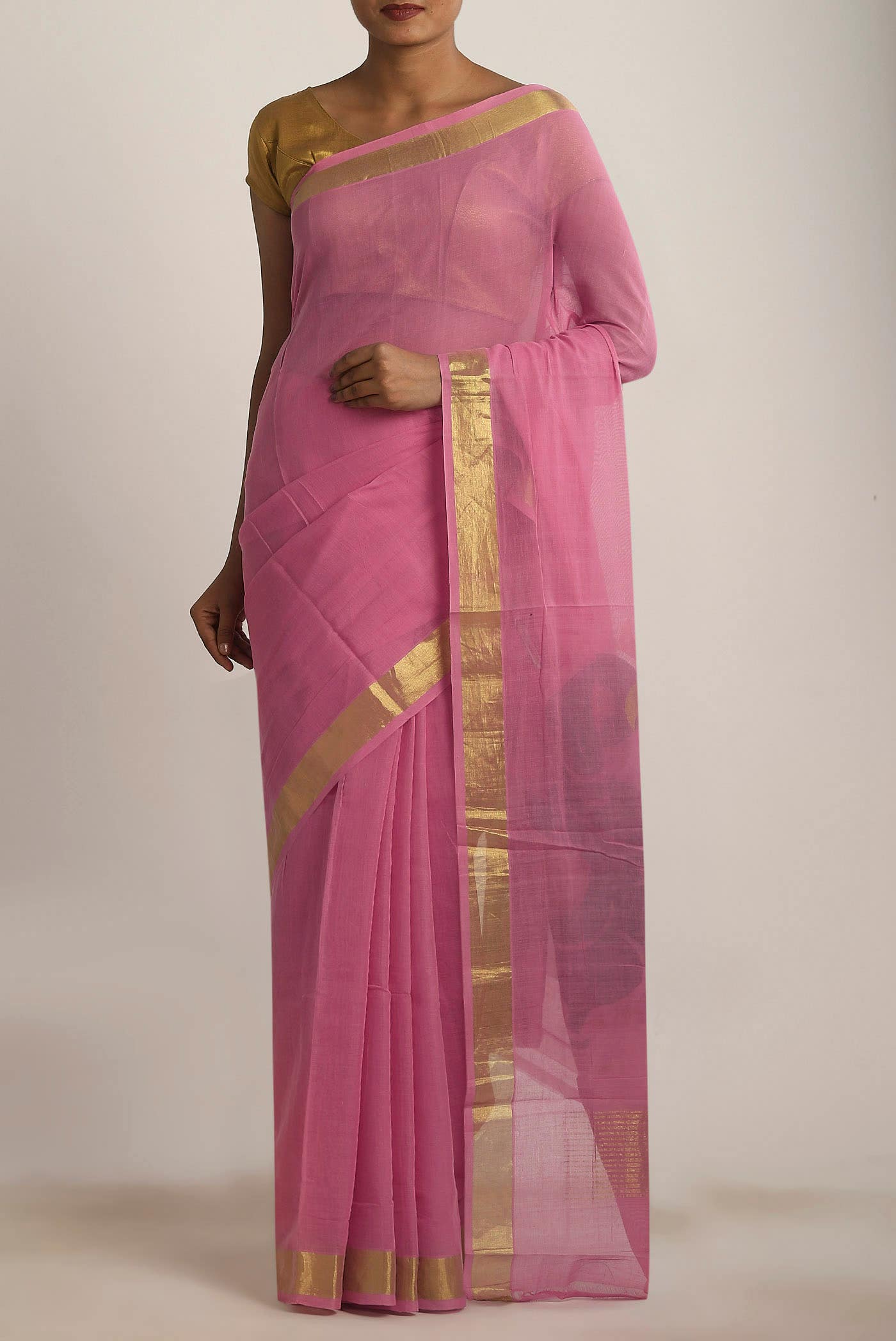 Pink Venkatagiri Cotton Saree