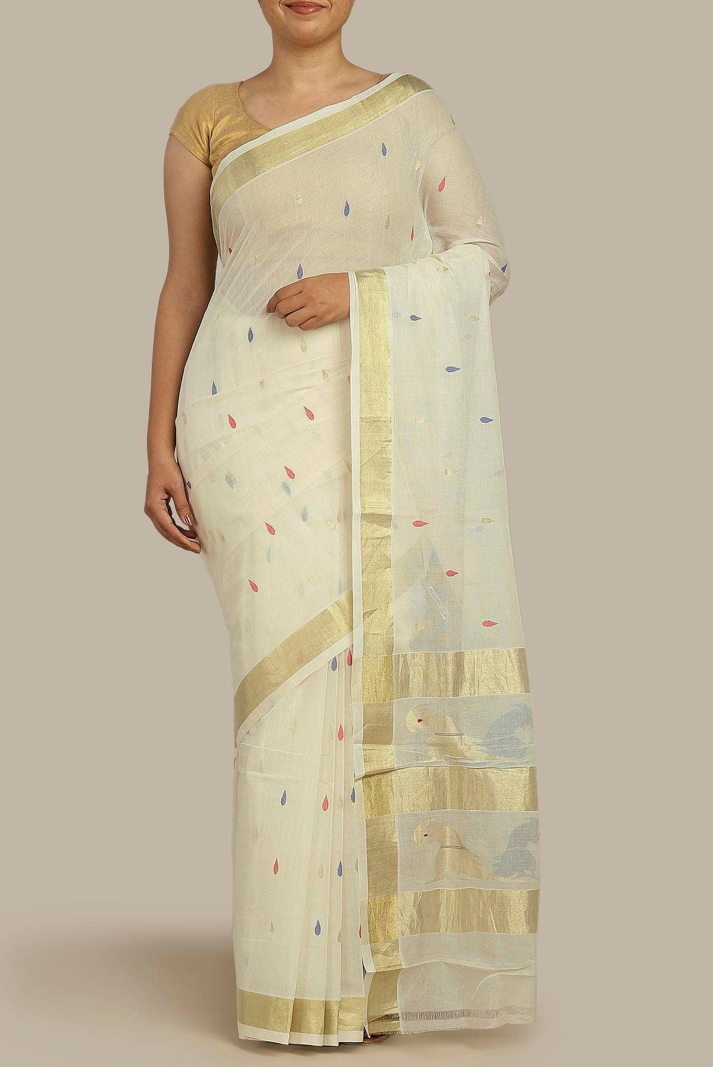 Cream Venkatagiri Cotton Saree