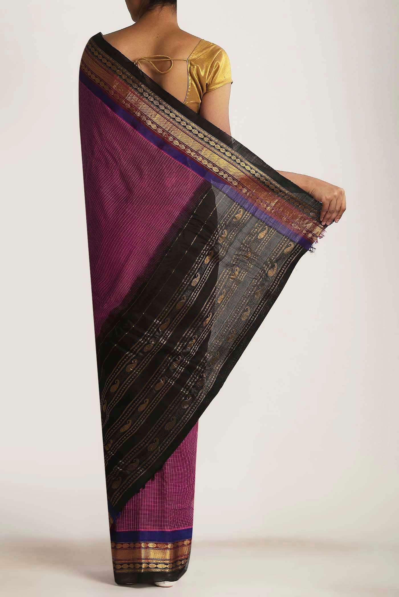 Dark Pink Gadwal cotton Saree