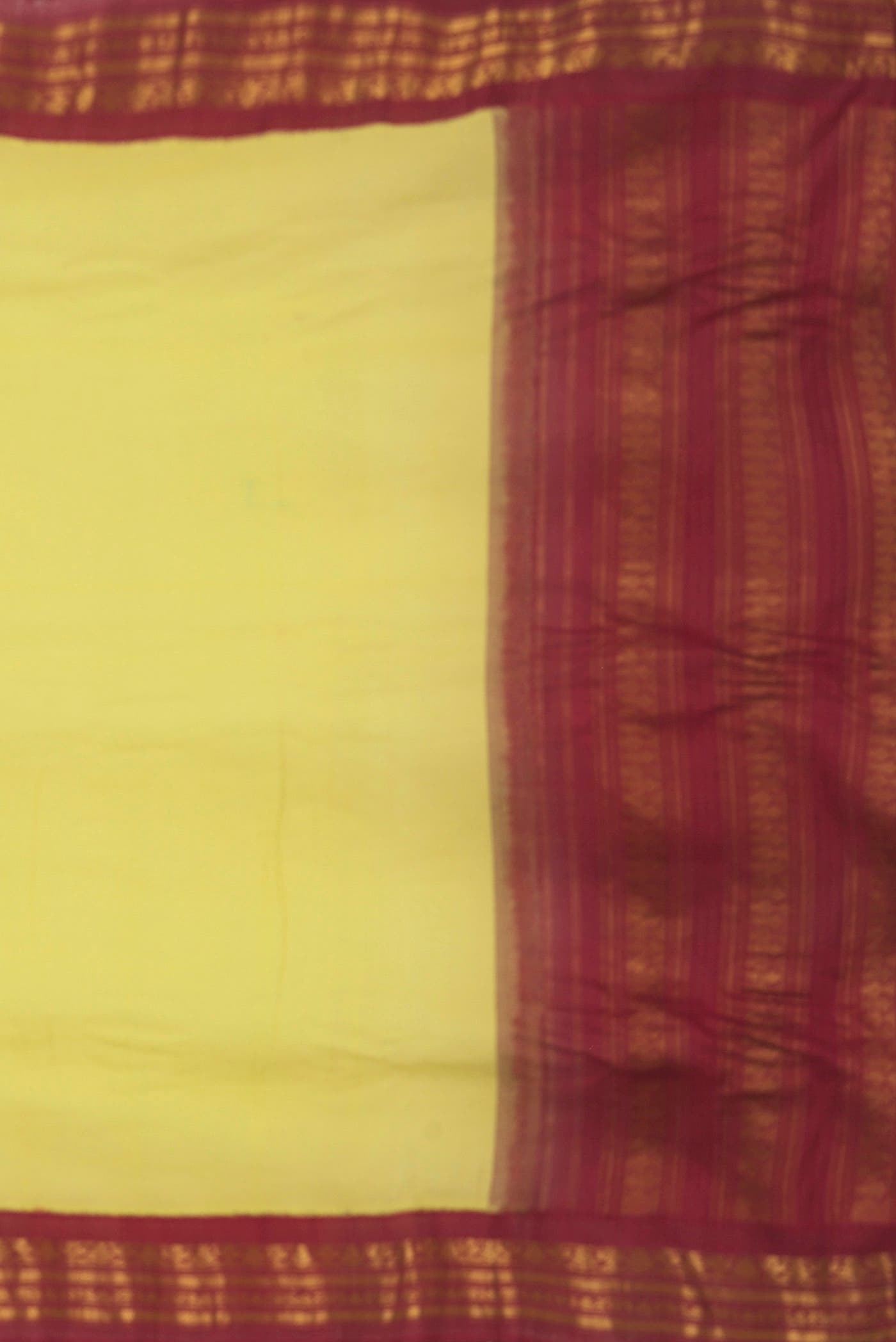 Lemon Yellow Gadwal cotton Saree