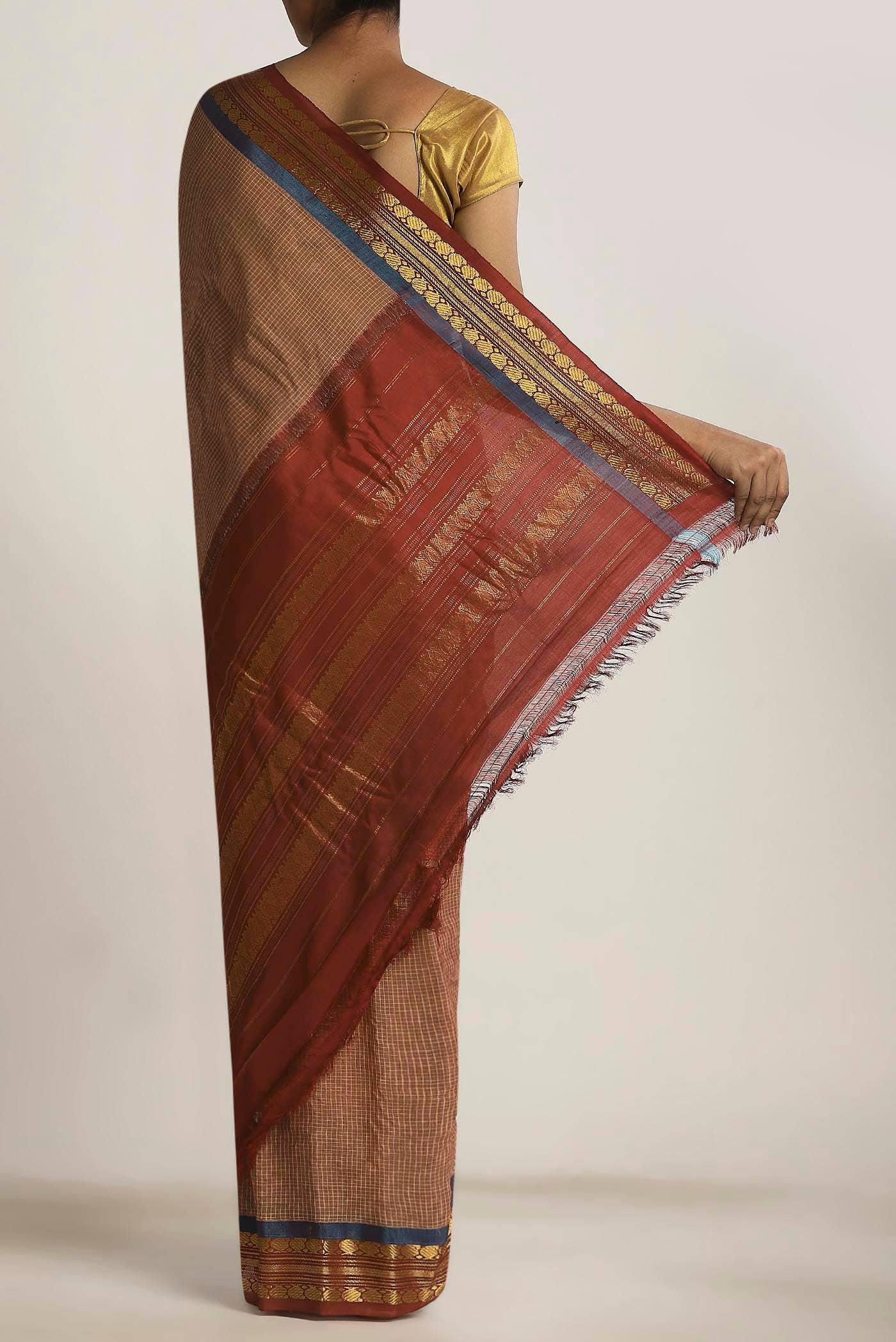Brown Gadwal cotton Saree