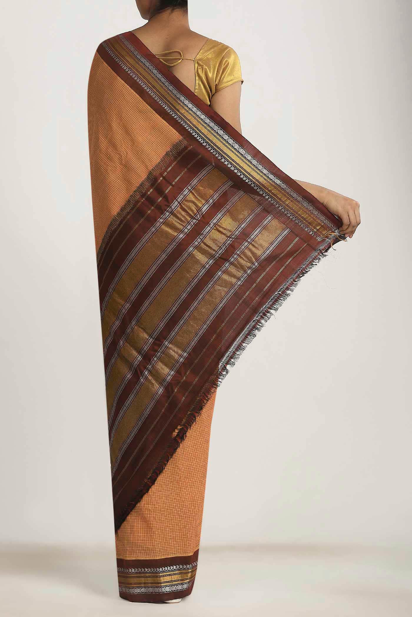 Orange Gadwal cotton Saree