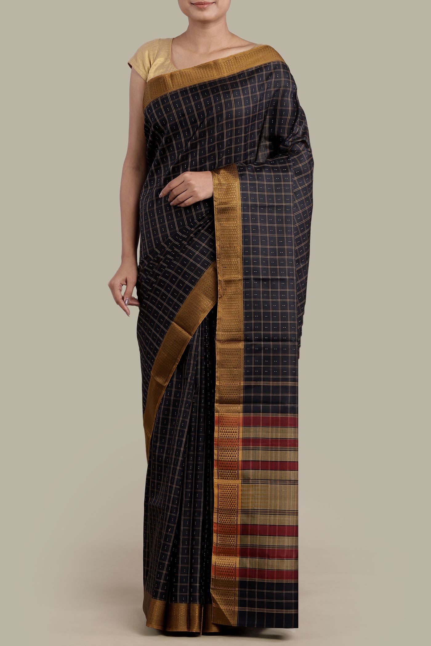 Black Kanchipuram Silk Saree