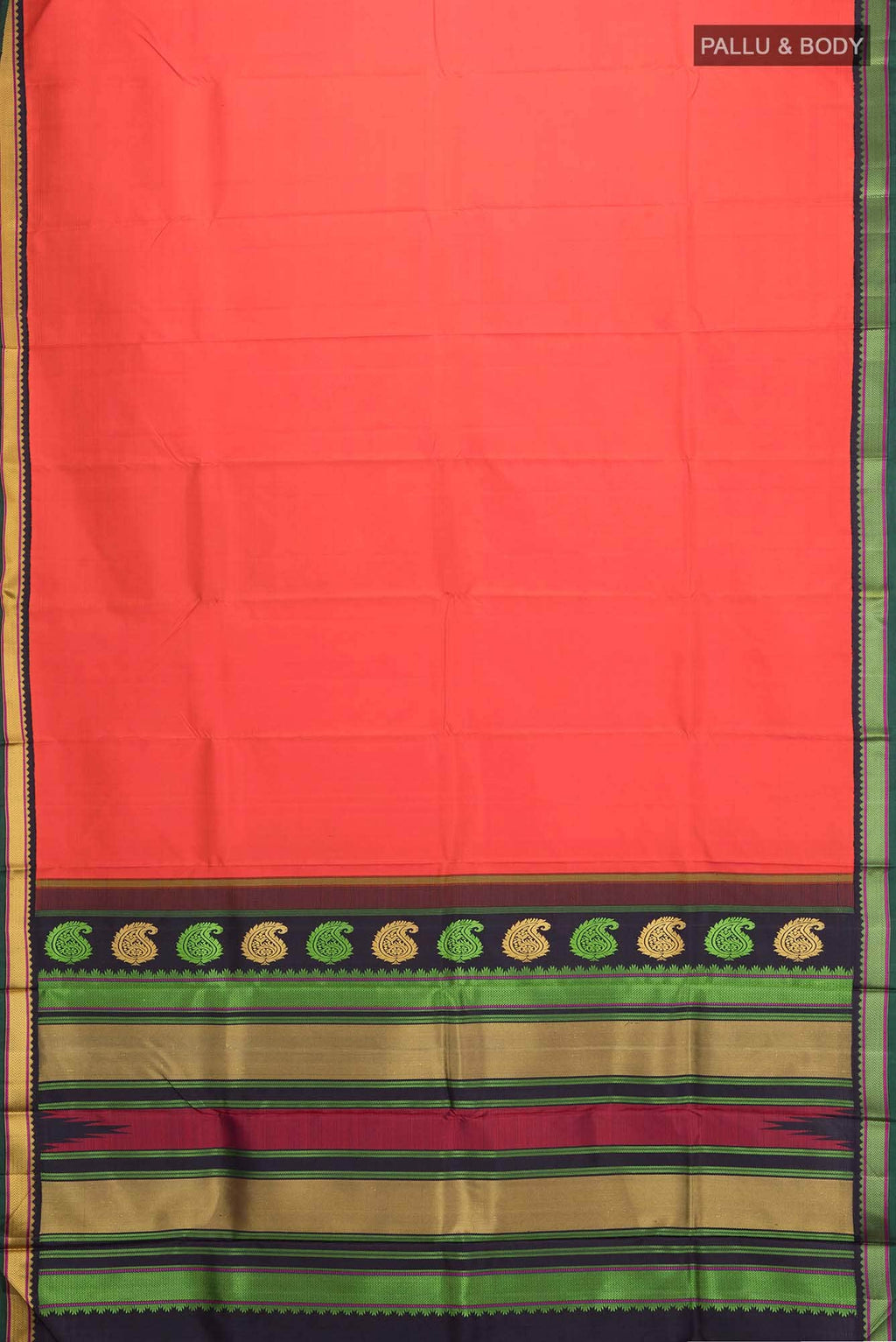 Brick Orange Kanchipuram Silk Saree