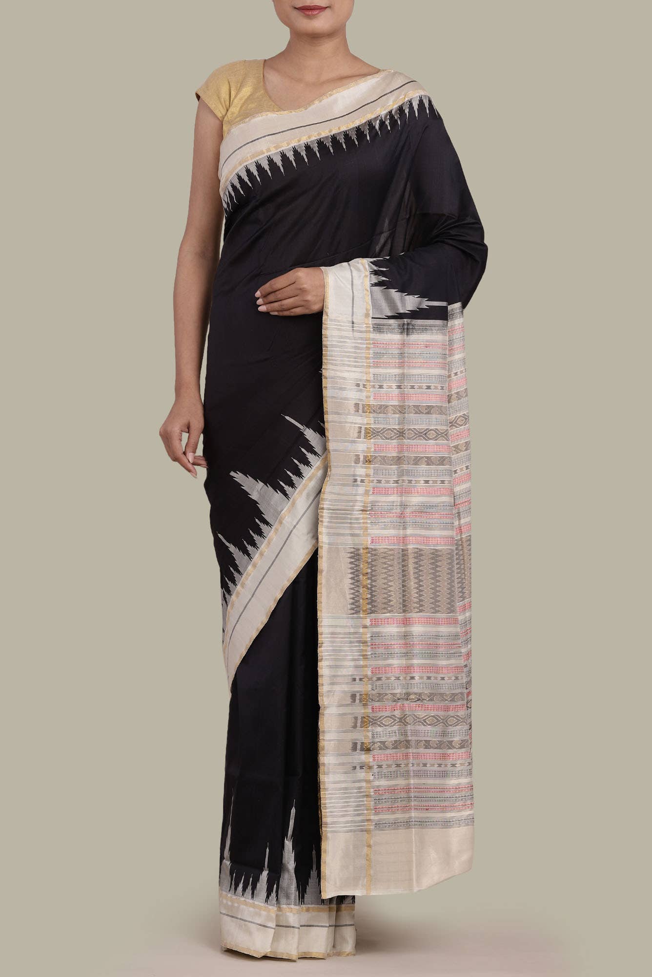 Black Orissa Silk Saree