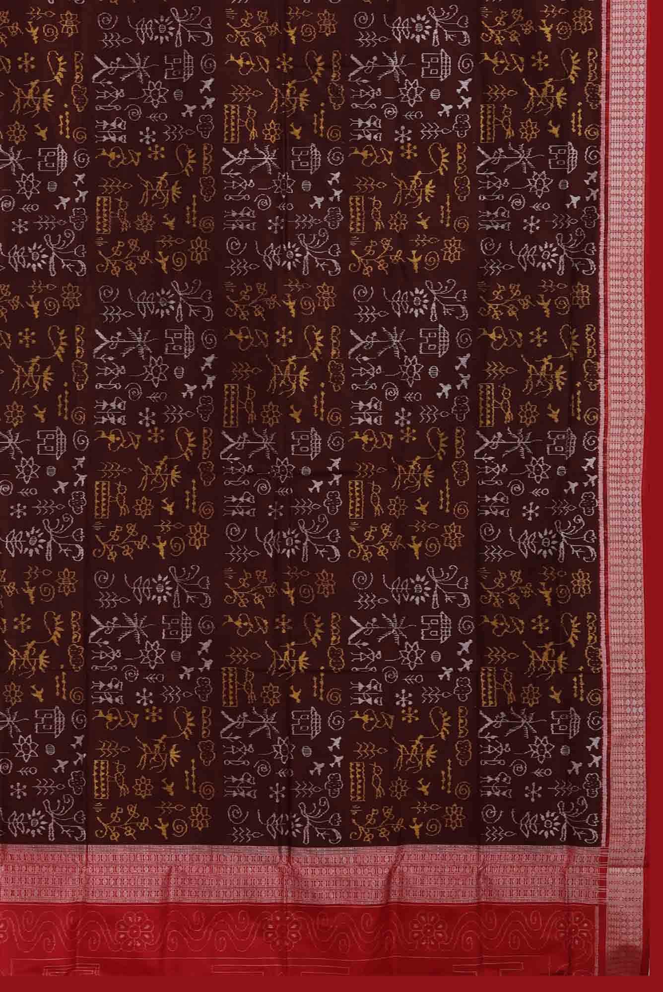 Maroon Orissa Silk Saree