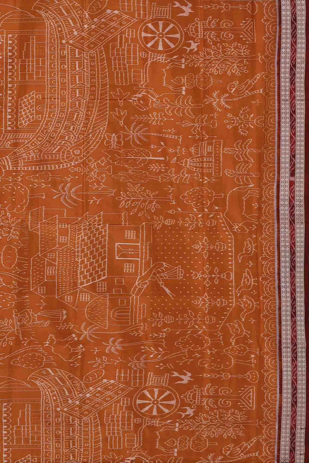 Orange Orissa Silk Saree