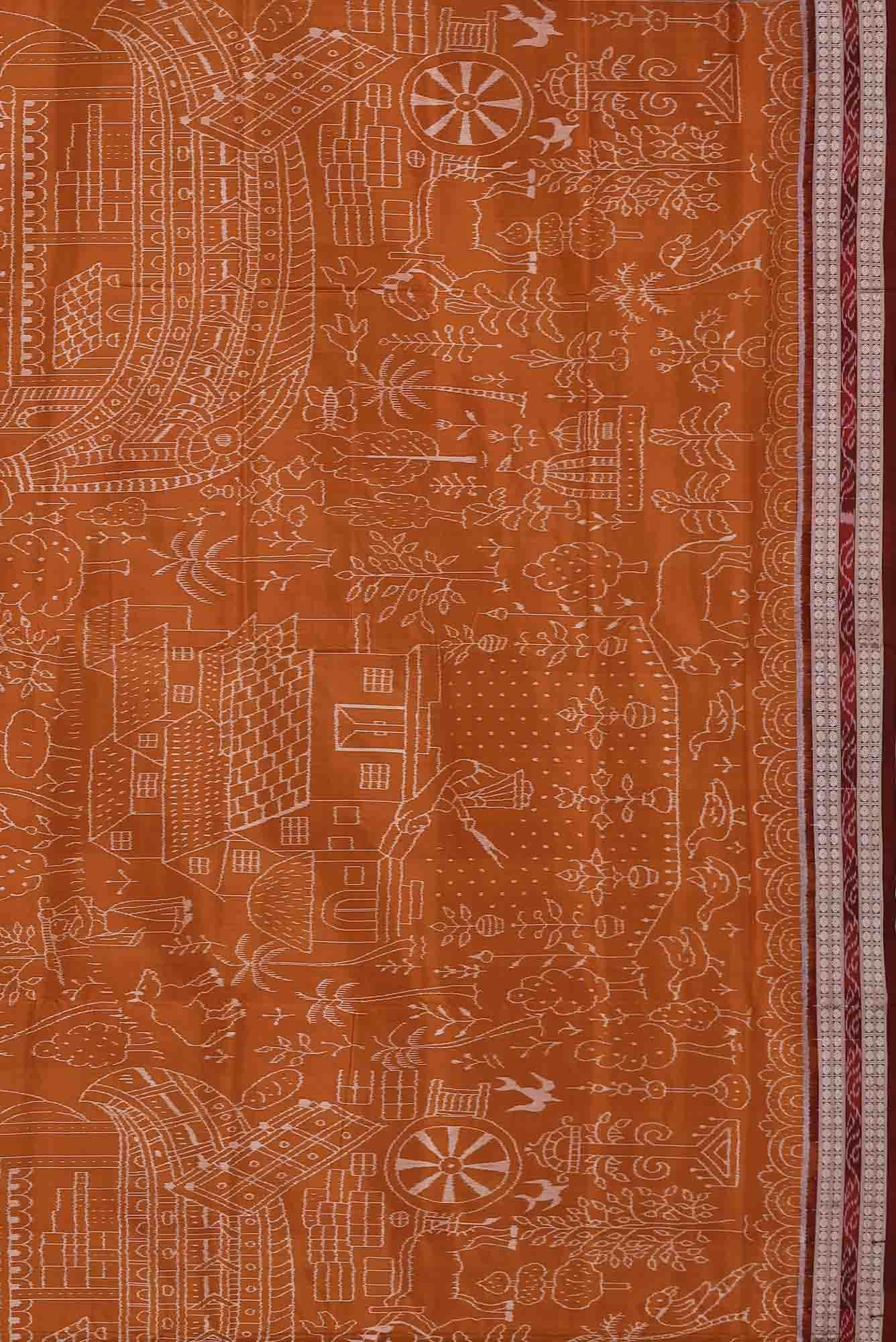 Orange Orissa Silk Saree